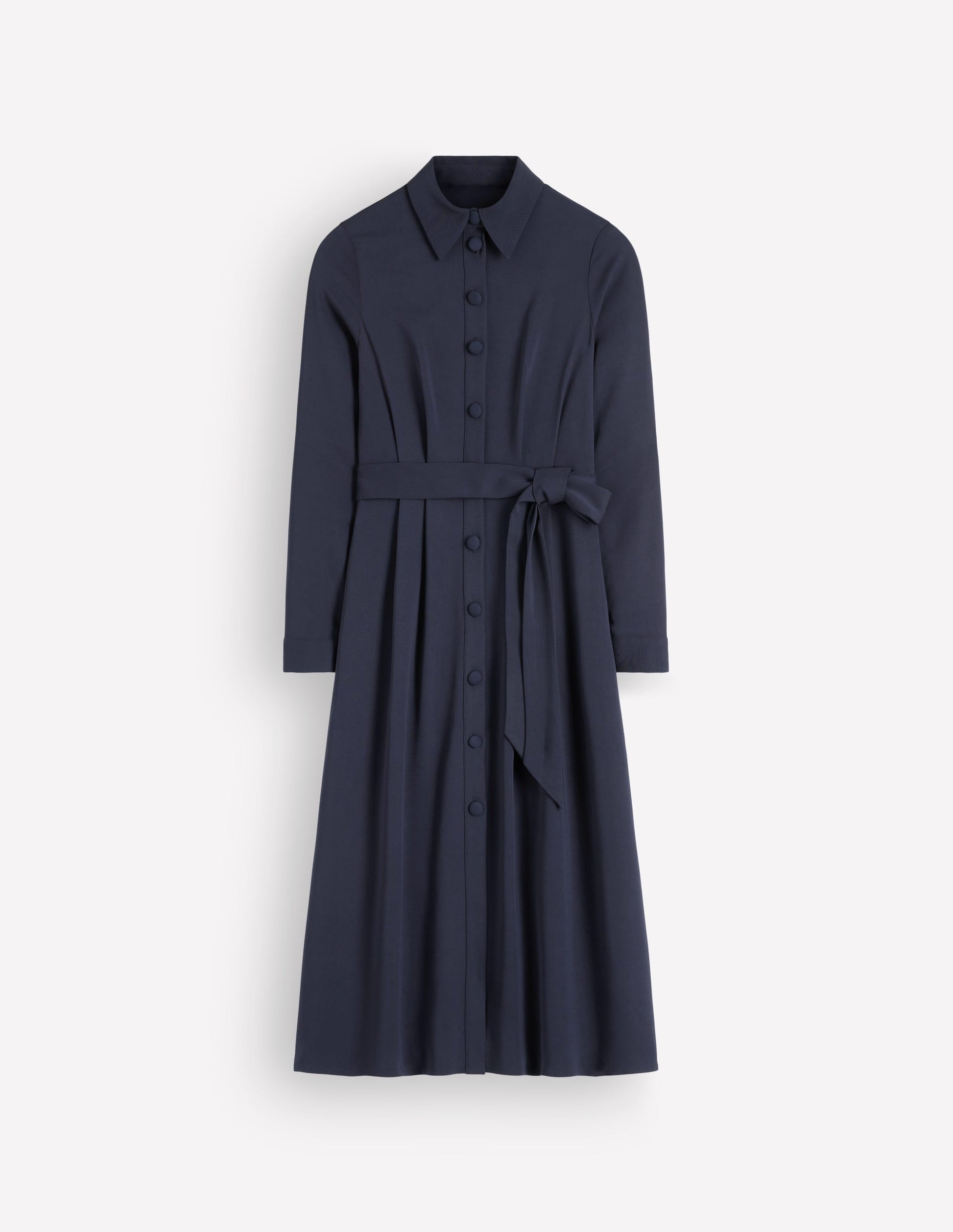Kate Plissiertes Hemdblusenkleid-Marineblau-6