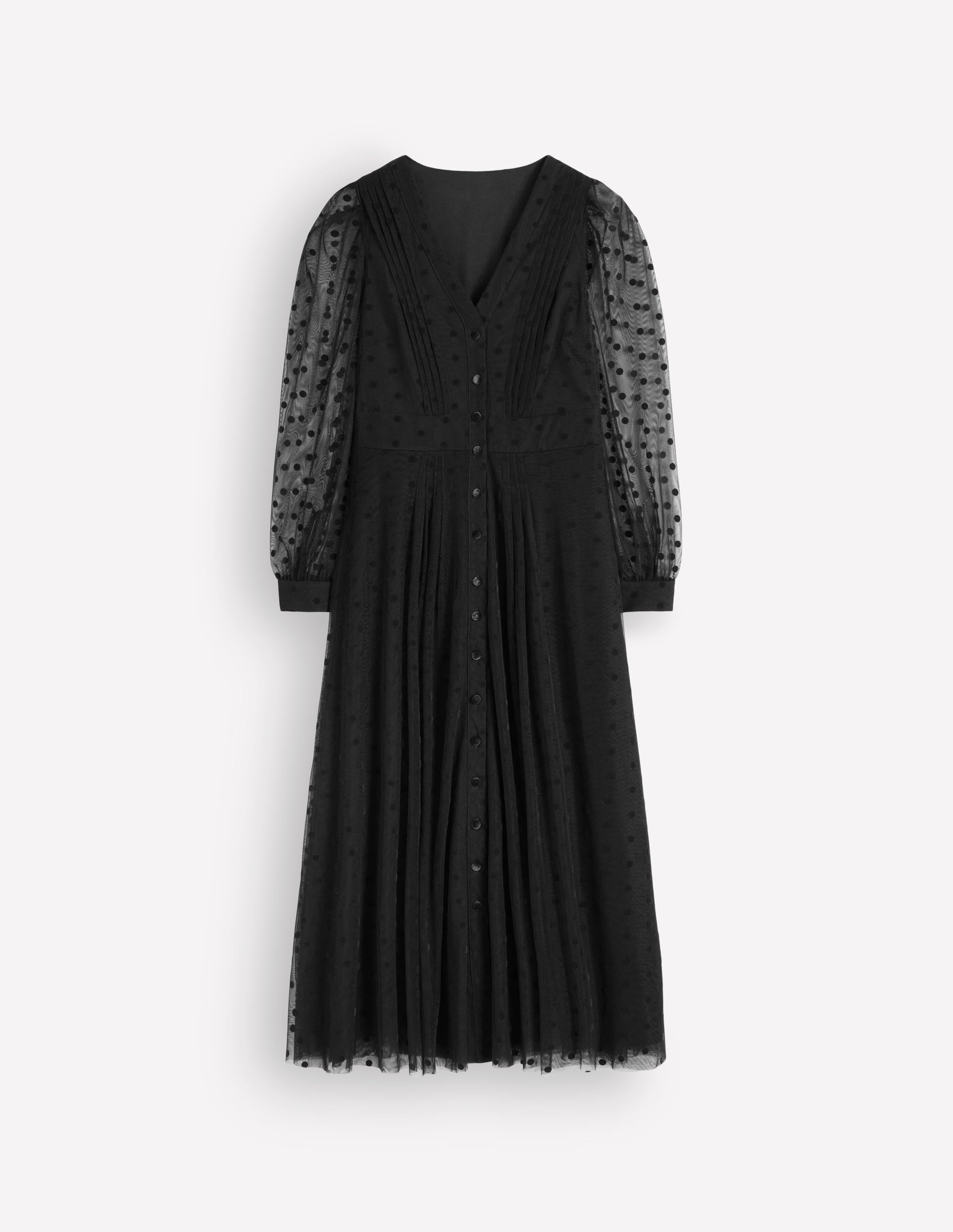 Midikleid aus Tüll mit Faltendetail-Schwarz - Image 6