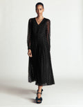 Midikleid aus Tüll mit Faltendetail-Schwarz