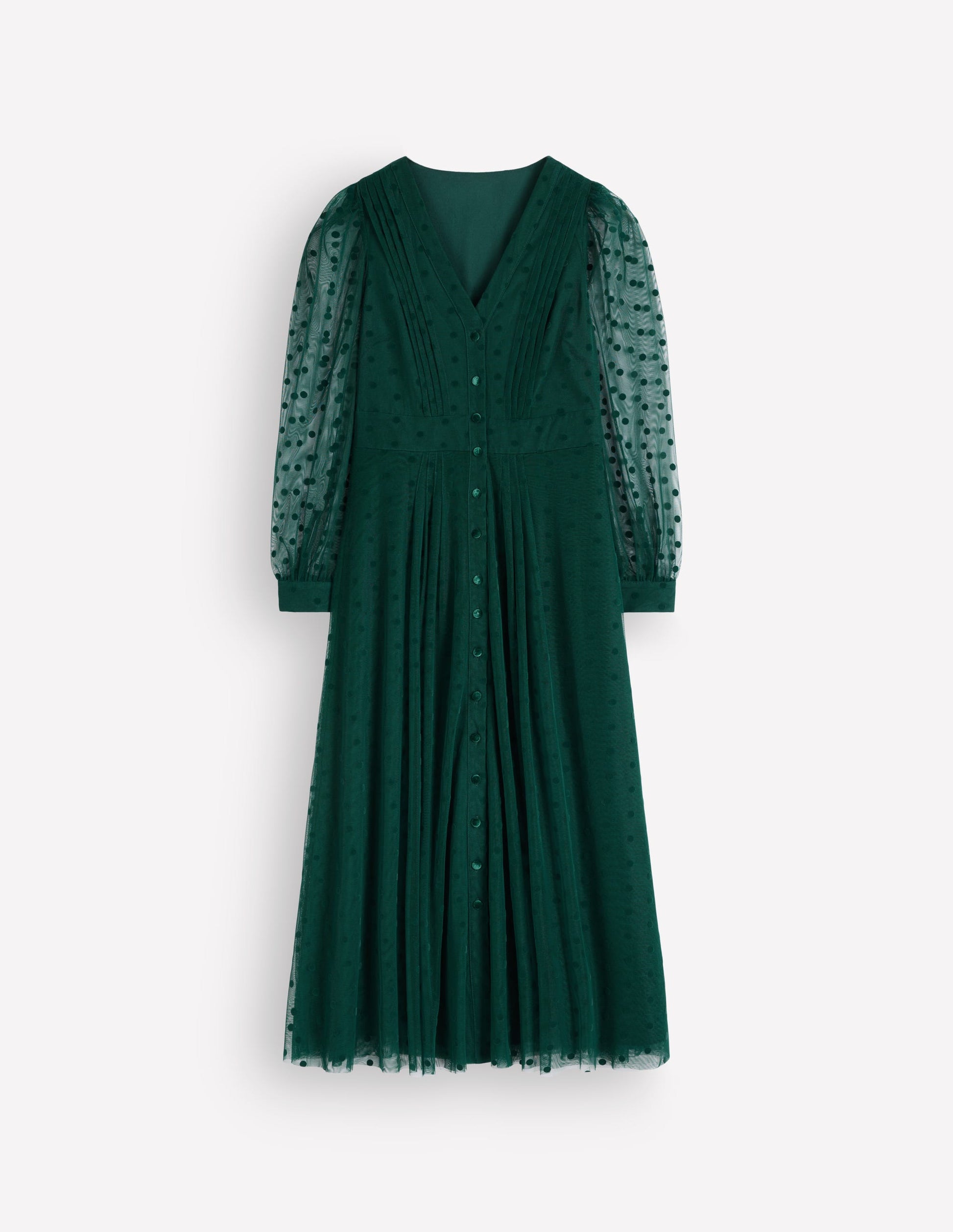 Midikleid aus Tüll mit Faltendetail-Mitternachtsblaugrün-6