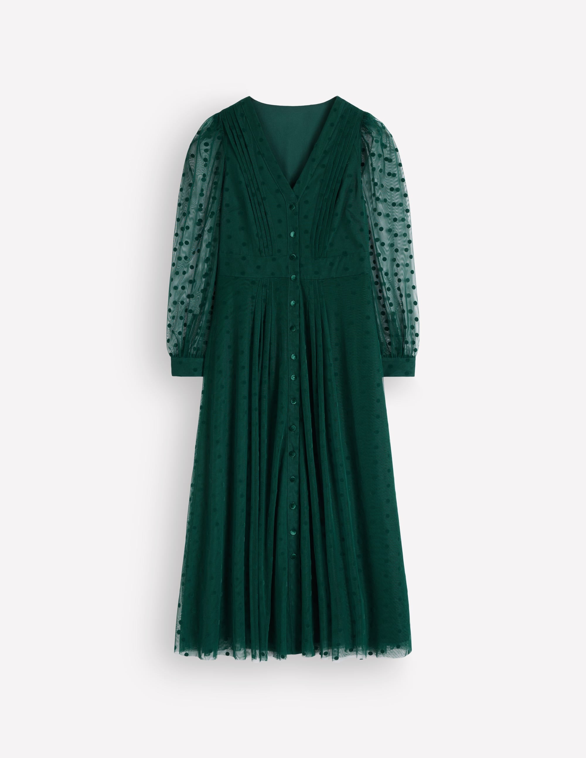 Midikleid aus Tüll mit Faltendetail-Mitternachtsblaugrün - Image 6