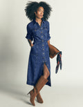 Fleur Jeans-Midikleid-Mittlere Mischung Denim