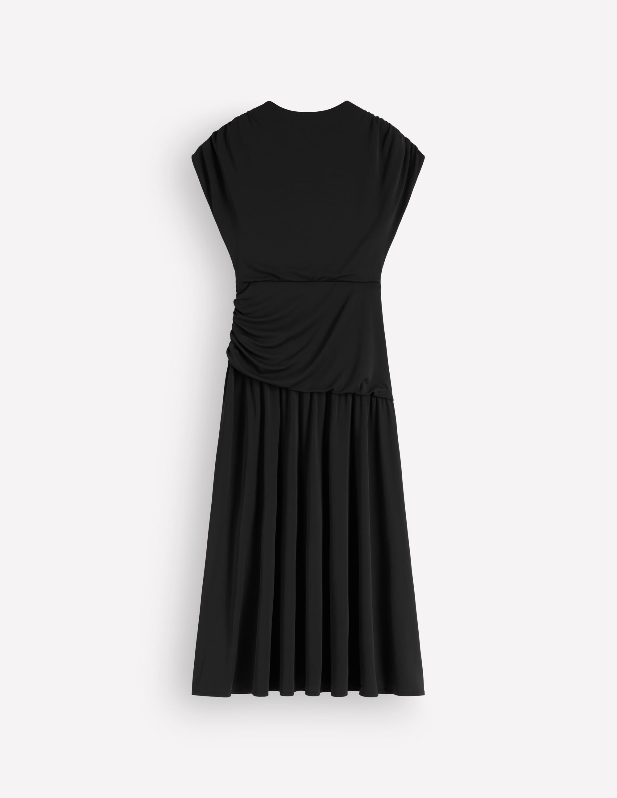 Jersey-Maxikleid aus Krepp mit fließendem Taillenbund-Schwarz - Image 5