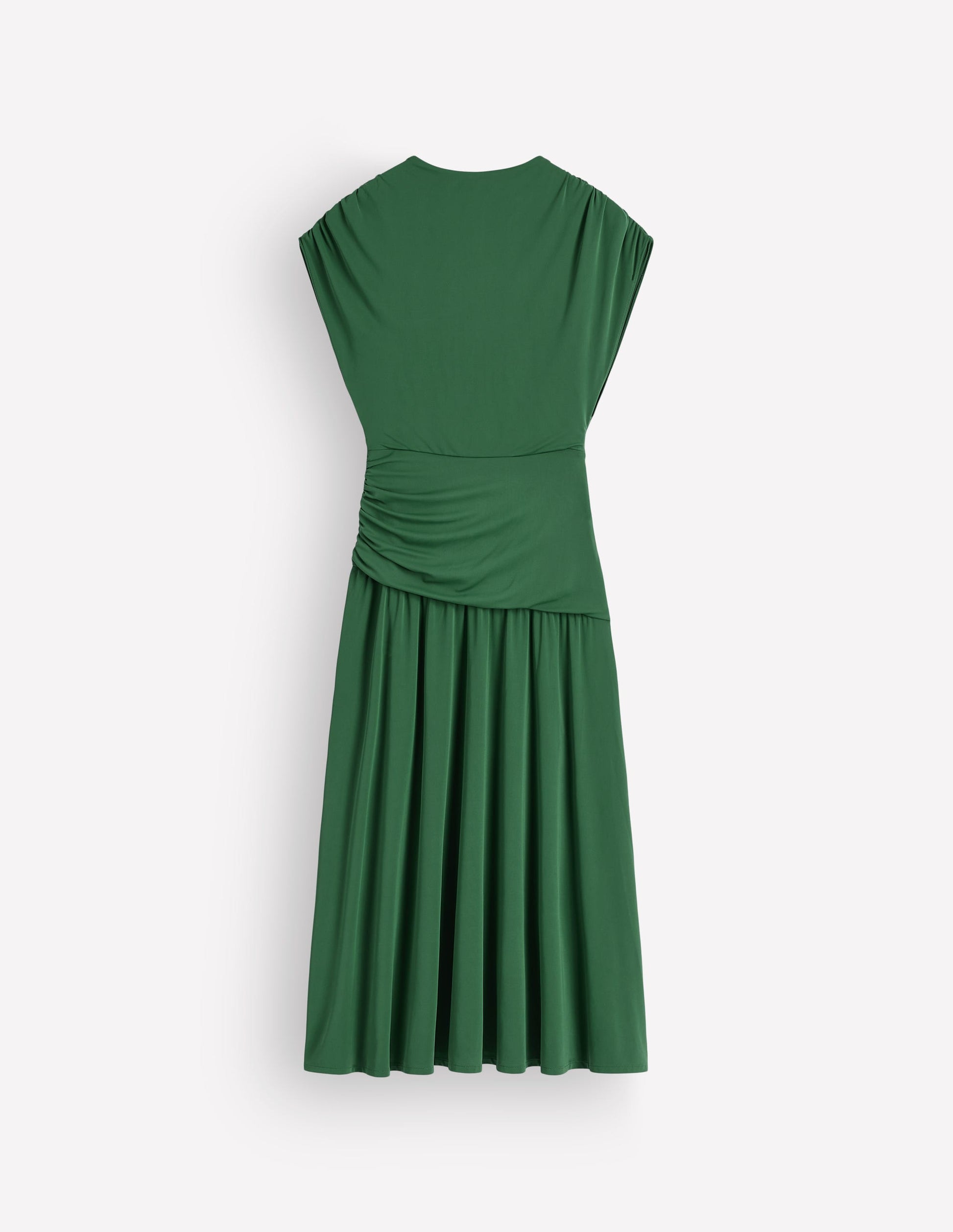 Jersey-Maxikleid aus Krepp mit fließendem Taillenbund-Jagdgrün-10