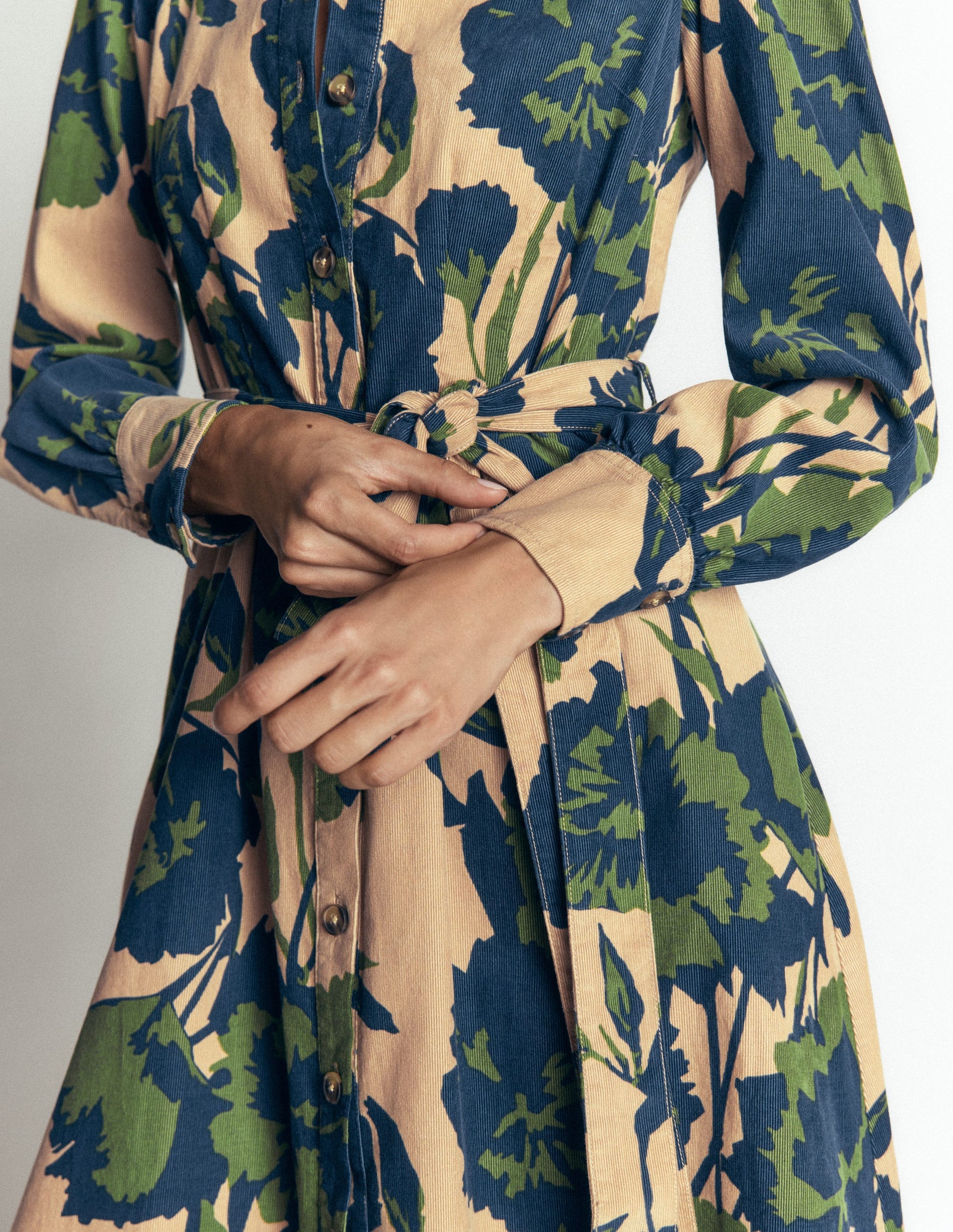 Maeve Cord Midi Shirt Dress-Cool Cocoa, Forest Breeze-4