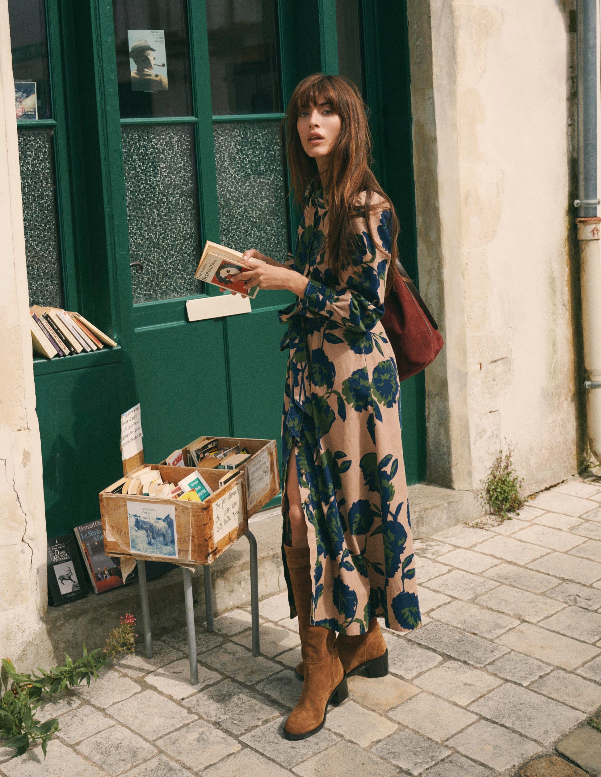Maeve Cord Midi Shirt Dress-Cool Cocoa, Forest Breeze-1