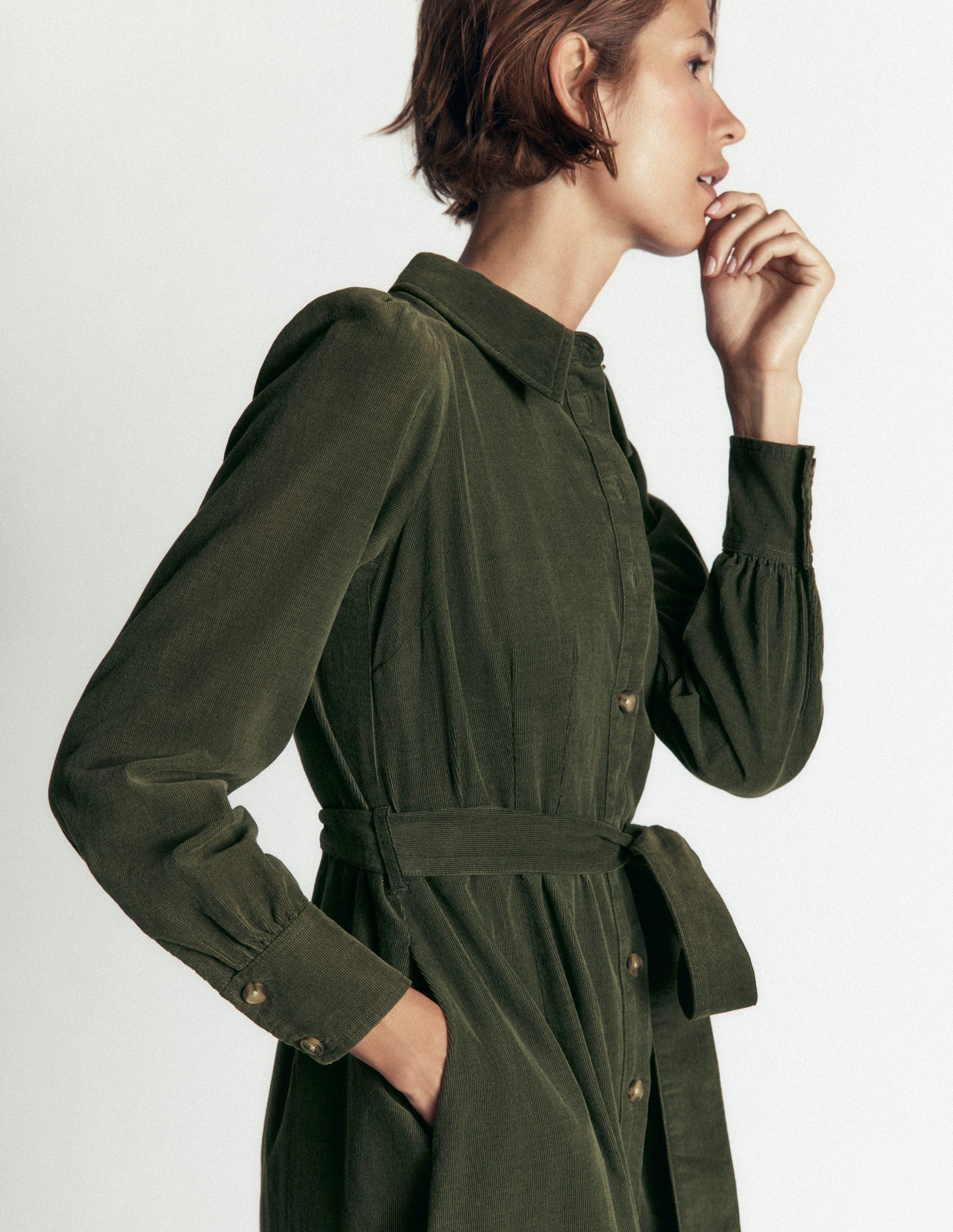 Maeve Midi-Hemdblusenkleid aus Cord-Waldlichtung-2