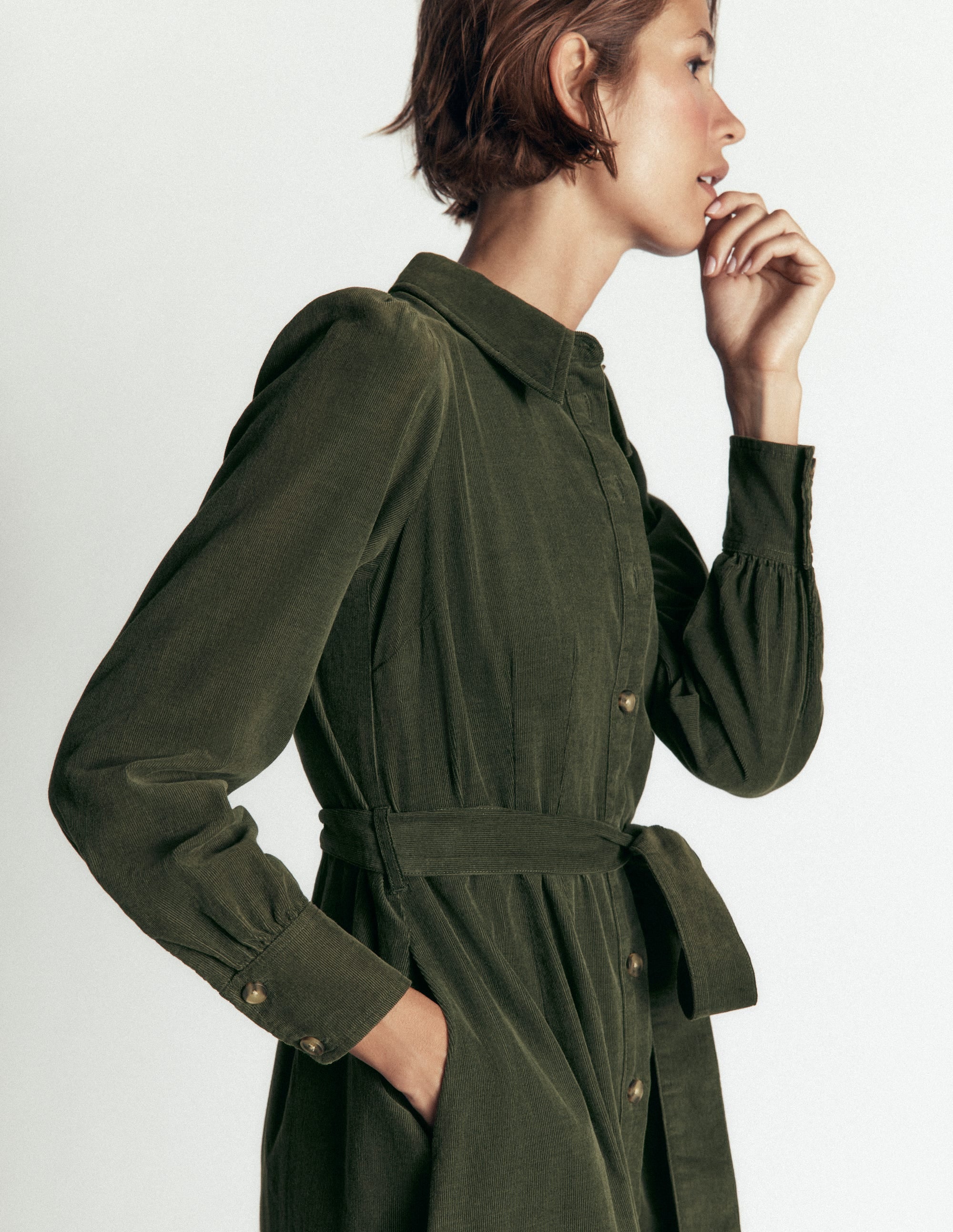 Maeve Midi-Hemdblusenkleid aus Cord-Waldlichtung - Image 2