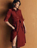 Robe-chemise midi Maeve en velours côtelé-Pomme épicée