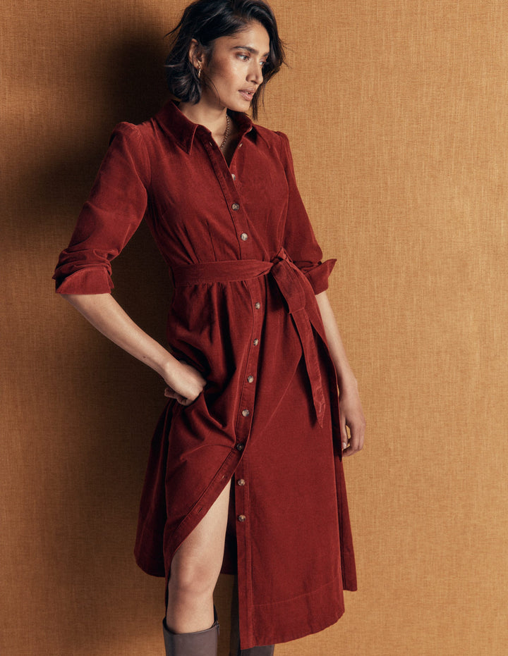 Maeve Midi-Hemdblusenkleid aus Cord-Gewürzter Apfel