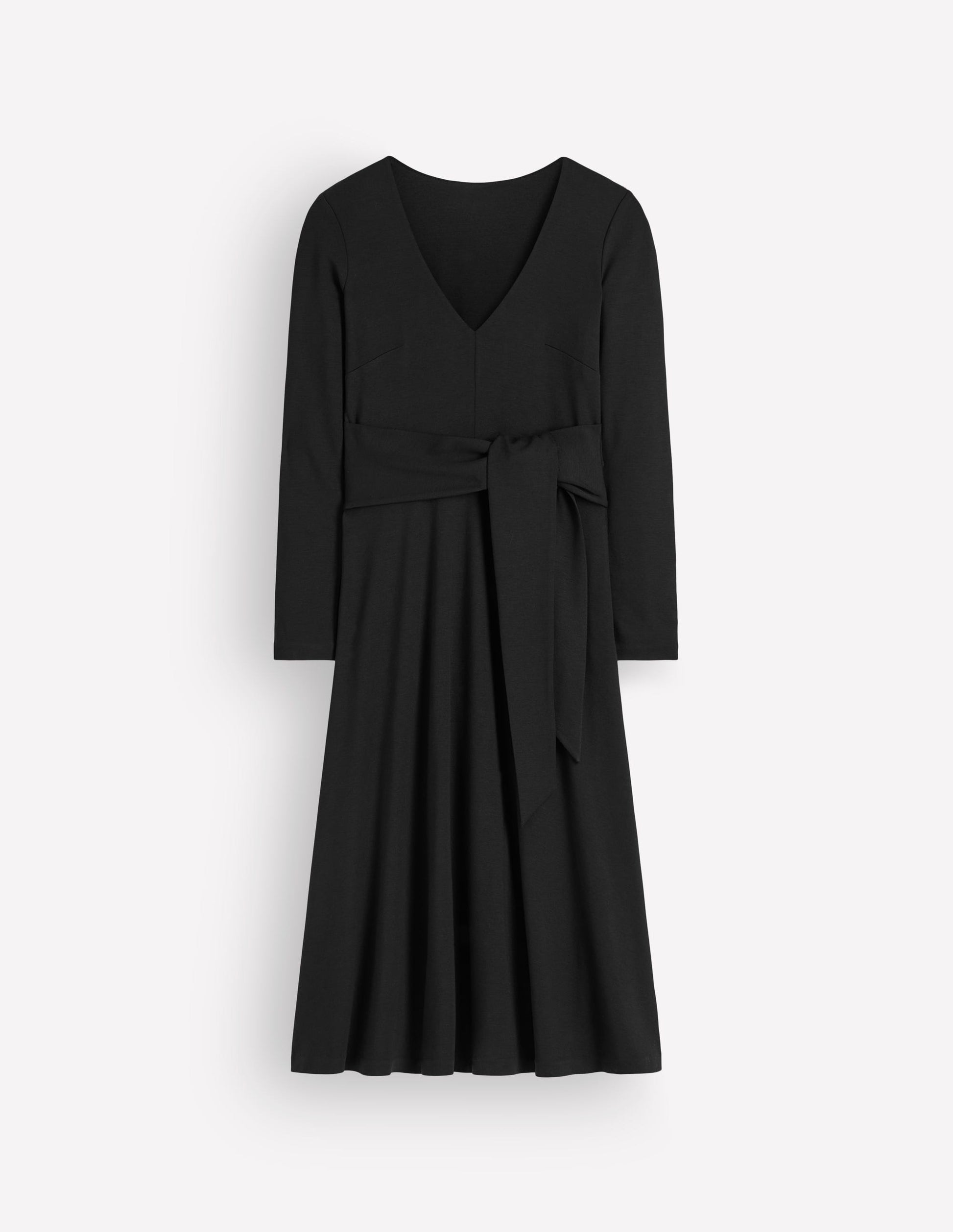 Ponte-Kleid mit Bindegürtel-Schwarz-4