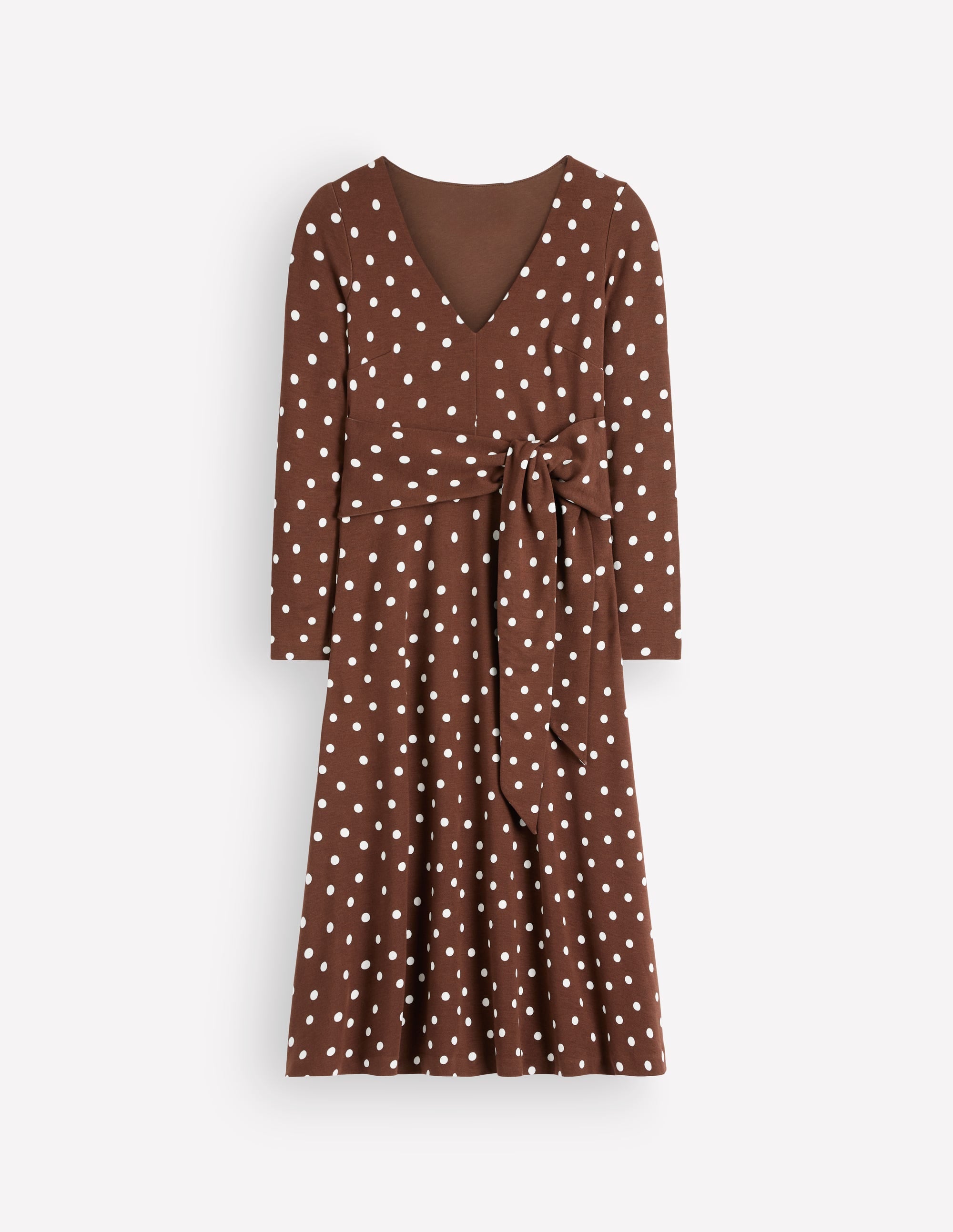 Ponte-Kleid mit Bindegürtel-Umbra, Gemalte Tupfen - Image 6