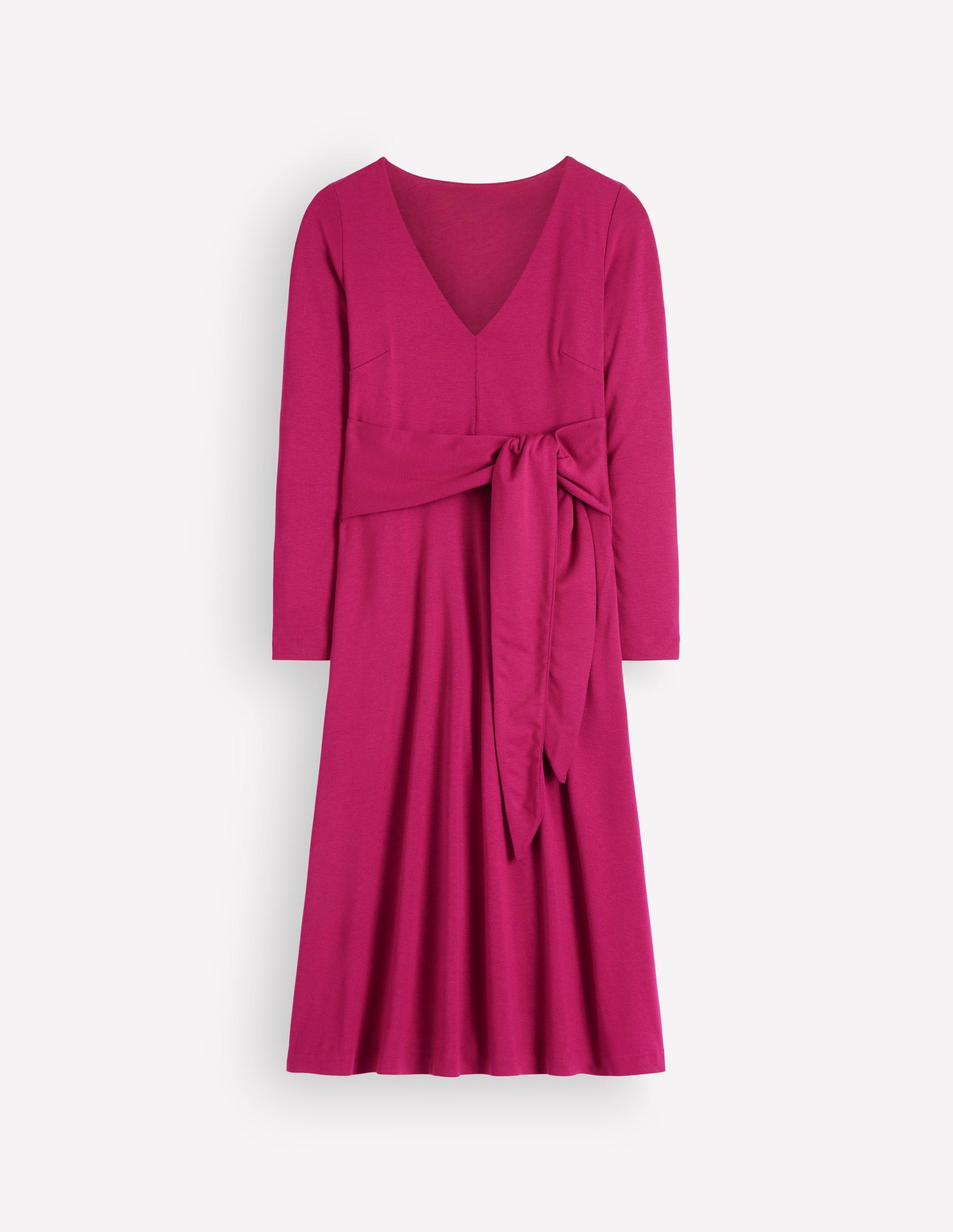 Ponte-Kleid mit Bindegürtel-Rote Beete-5