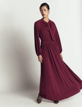 Jersey-Maxikleid mit Schleife-Dunkelviolett