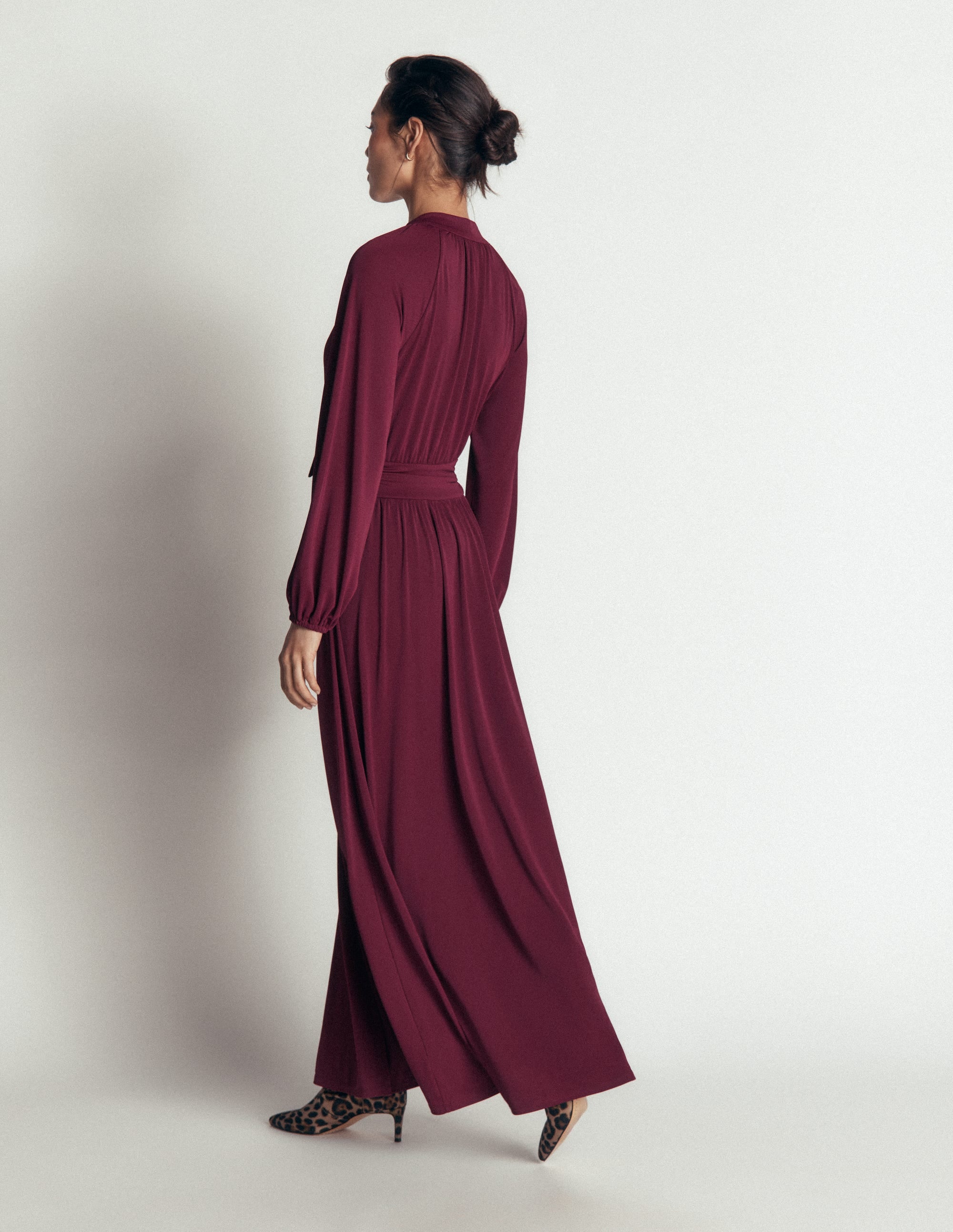 Jersey-Maxikleid mit Schleife-Dunkelviolett - Image 3