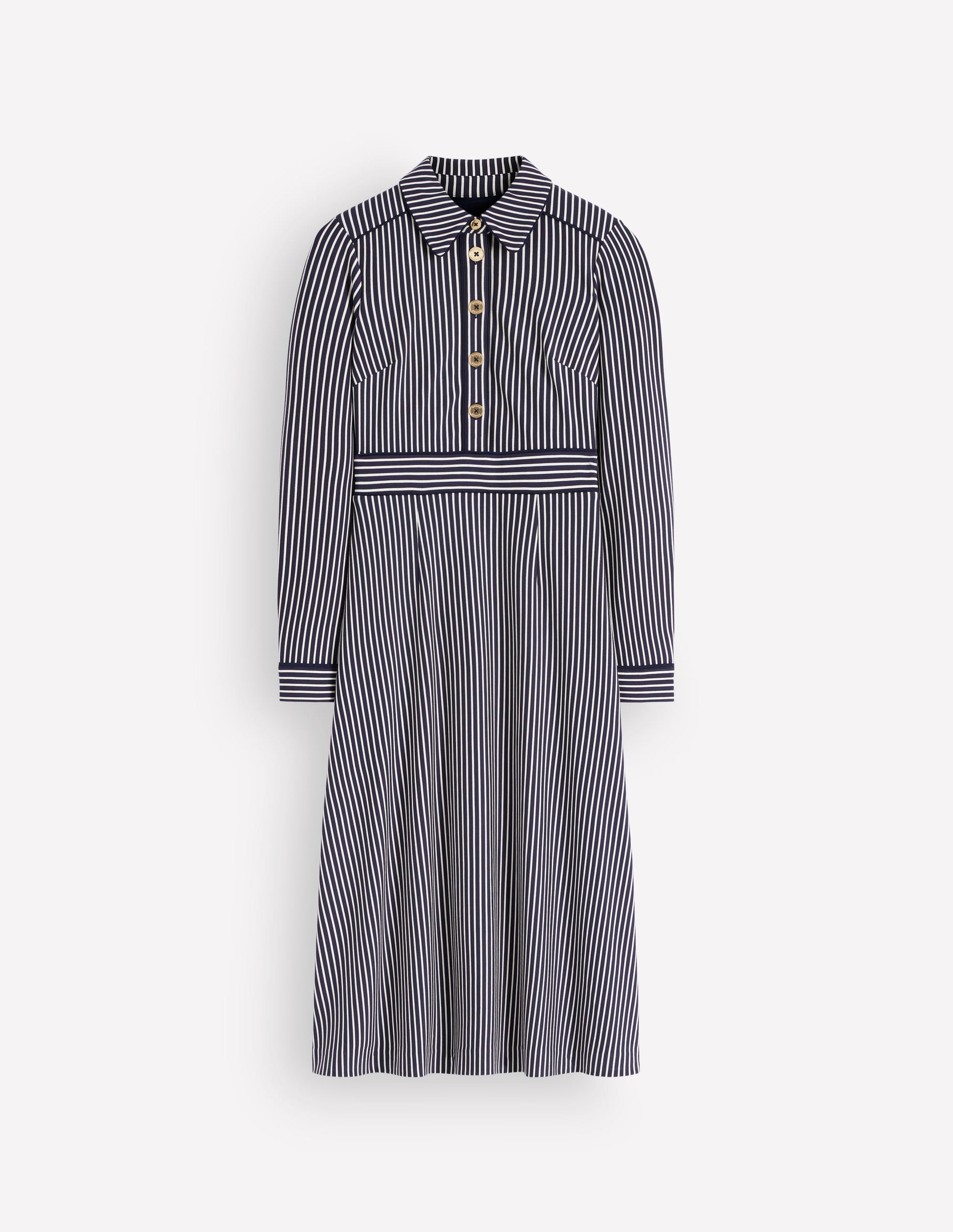 Etta Ponte-Kleid mit Paspelierung-Marineblau, Naturweiß Gestreift-6