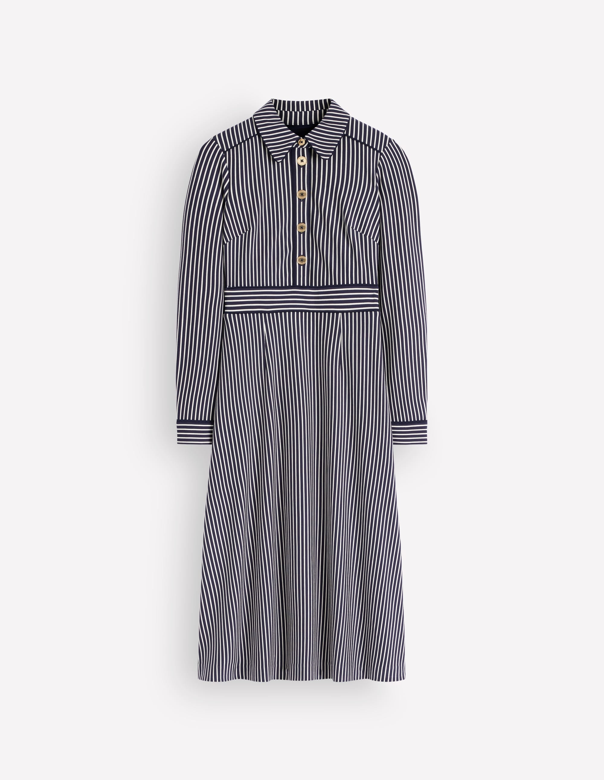 Etta Ponte-Kleid mit Paspelierung-Marineblau, Naturweiß Gestreift - Image 6