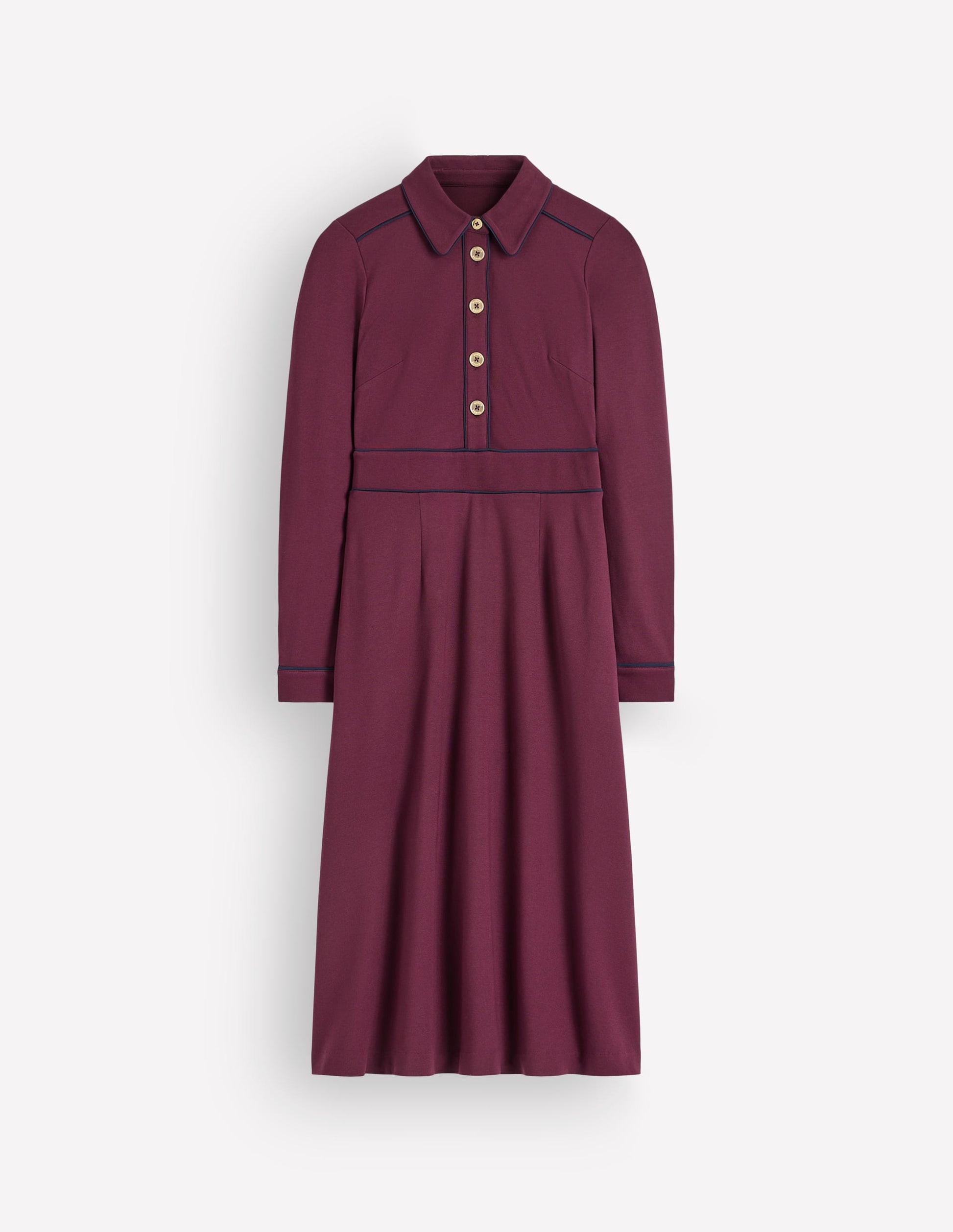 Etta Ponte-Kleid mit Paspelierung-Dunkle Kirsche, Marineblau-6