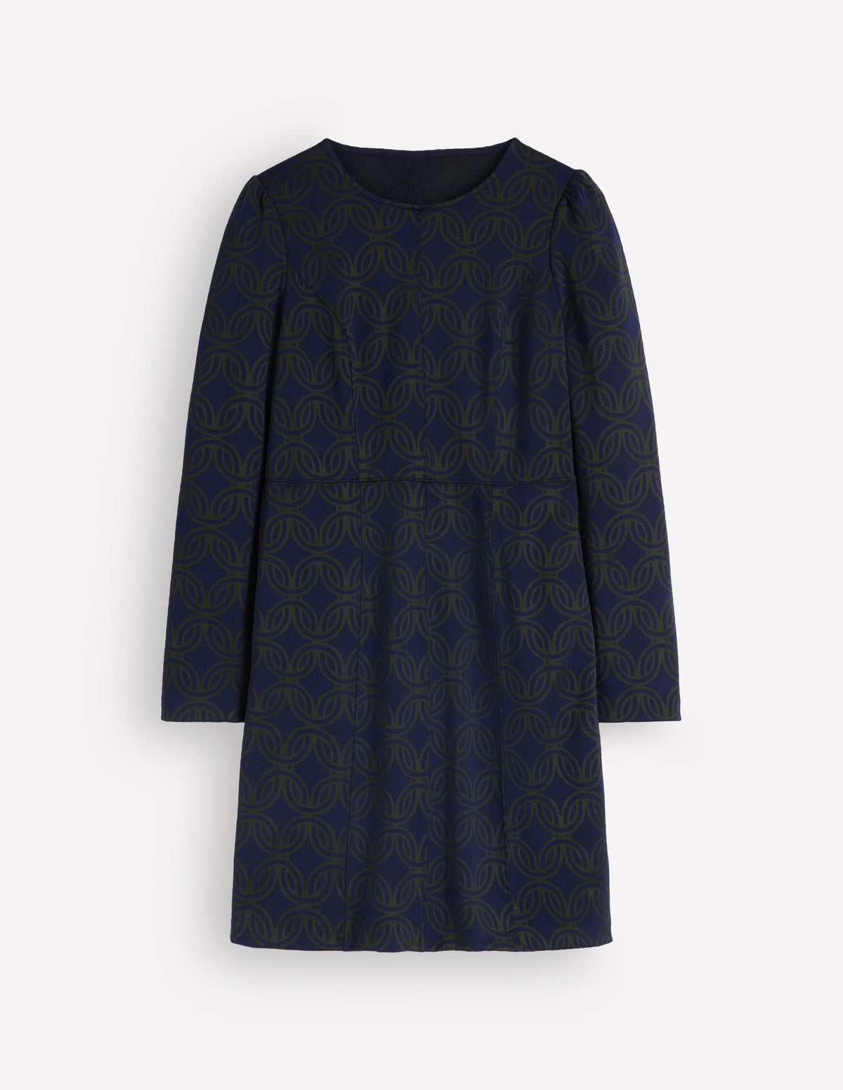 Marla Ottoman-Kleid mit Ziernähten-Marineblau und Waldlichtung Jacquard - Image 6