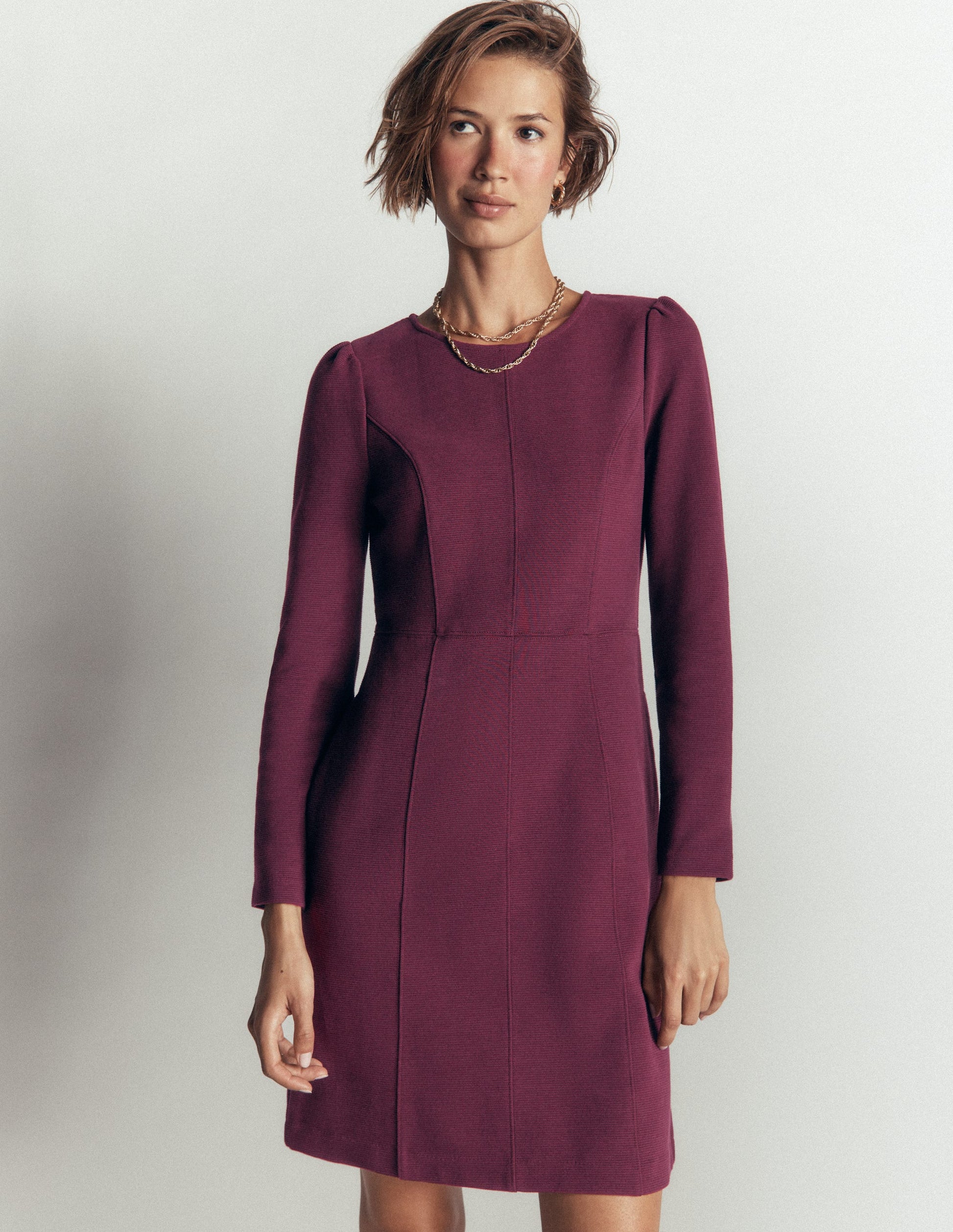 Marla Ottoman-Kleid mit Ziernähten-Dunkle Kirsche-1