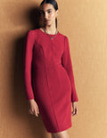 Marla Ottoman-Kleid mit Ziernähten-Erdiges Rot