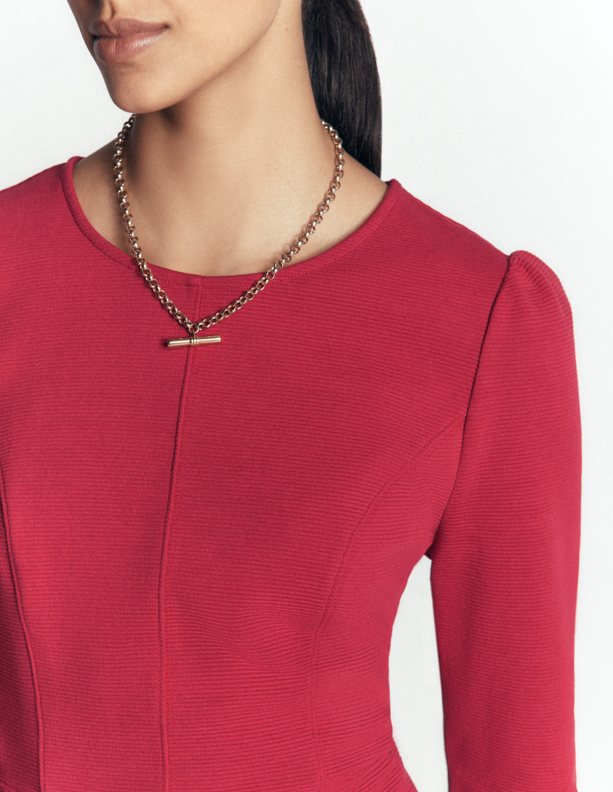 Marla Ottoman-Kleid mit Ziernähten-Erdiges Rot - Image 2