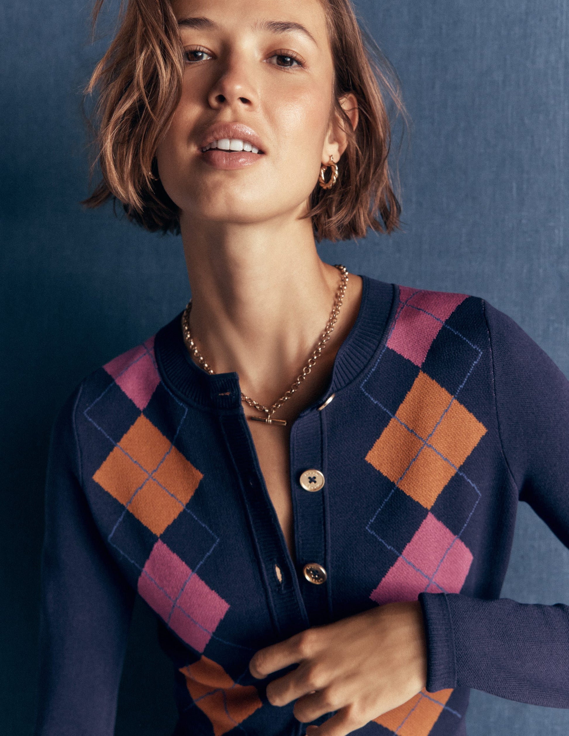 Jacquardkleid mit Rundhalsausschnitt-Navy, Jacquardmuster-4