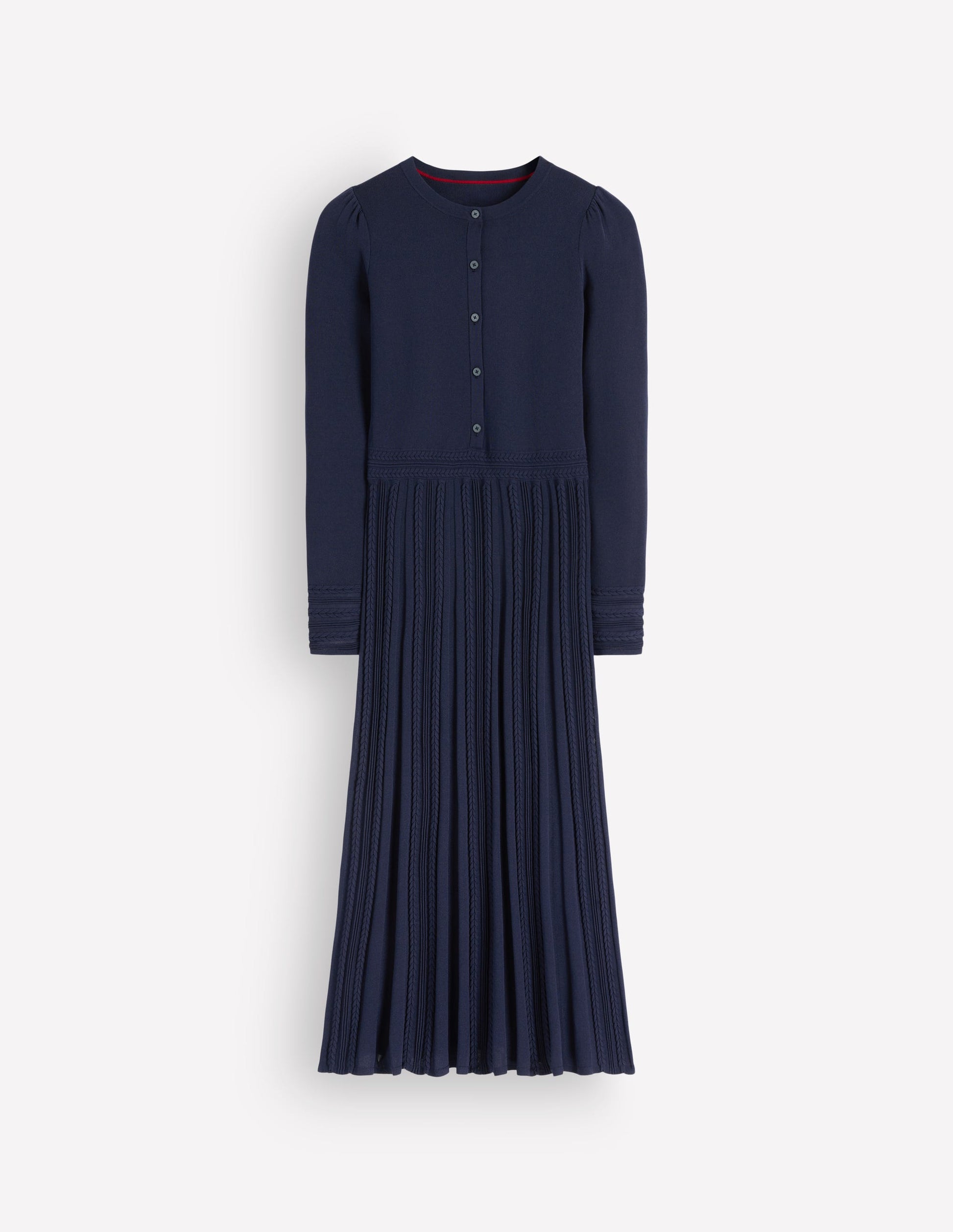 Strickkleid mit Zopfmuster-Marineblau-6