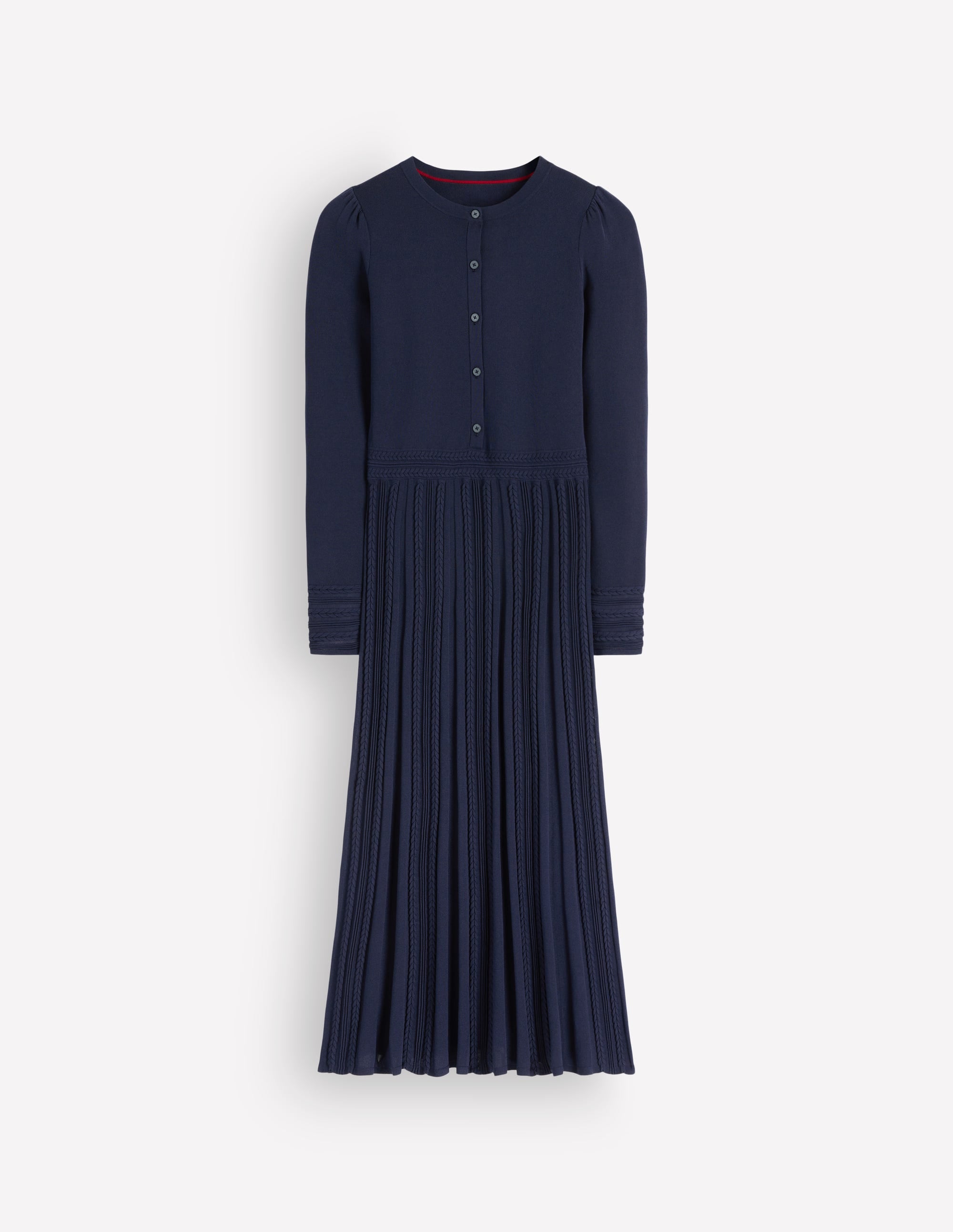 Strickkleid mit Zopfmuster-Marineblau - Image 6