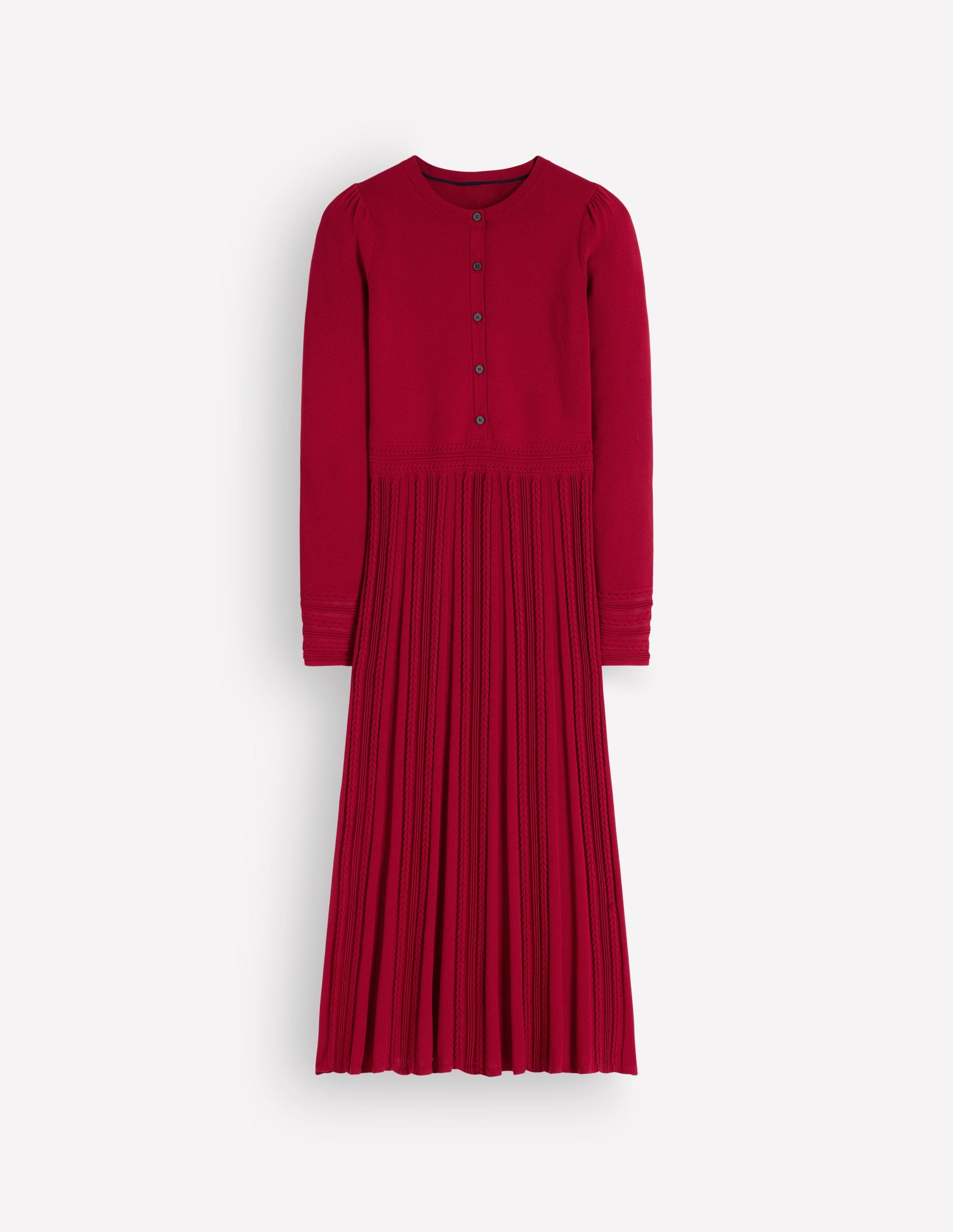 Strickkleid mit Zopfmuster-Purpurrot-6