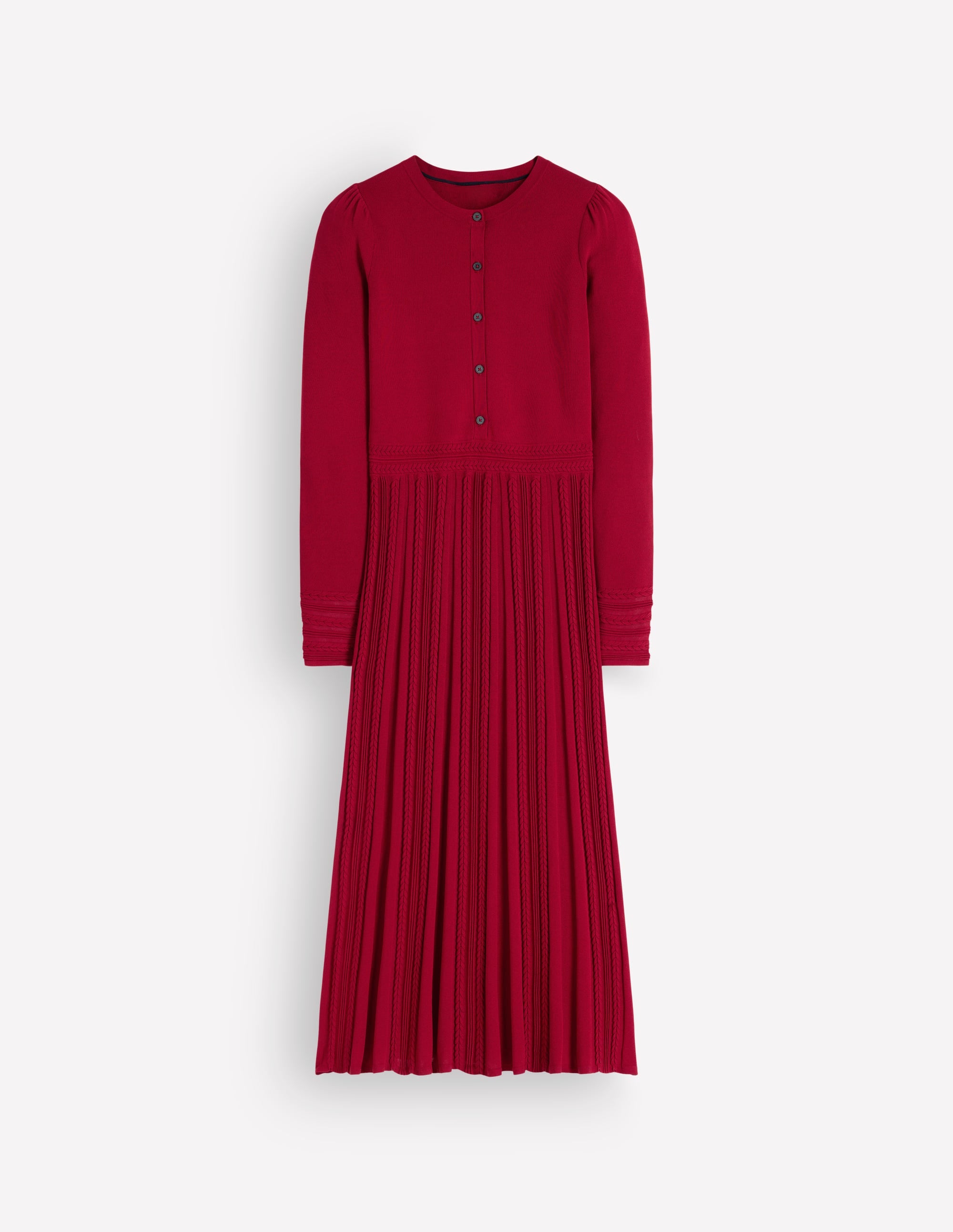 Strickkleid mit Zopfmuster-Purpurrot - Image 6