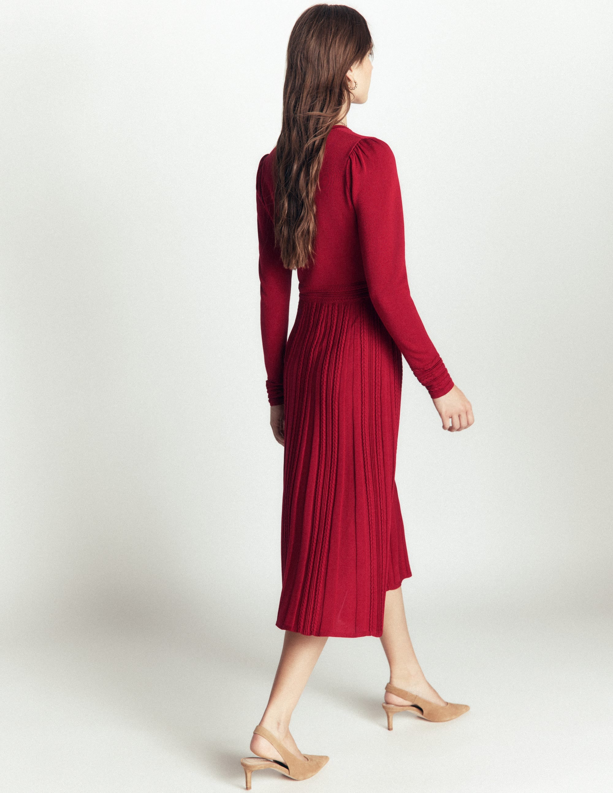 Strickkleid mit Zopfmuster-Purpurrot - Image 3
