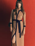 Jessica Gestricktes Hemdblusenkleid-Herbstblatt/Abendblau