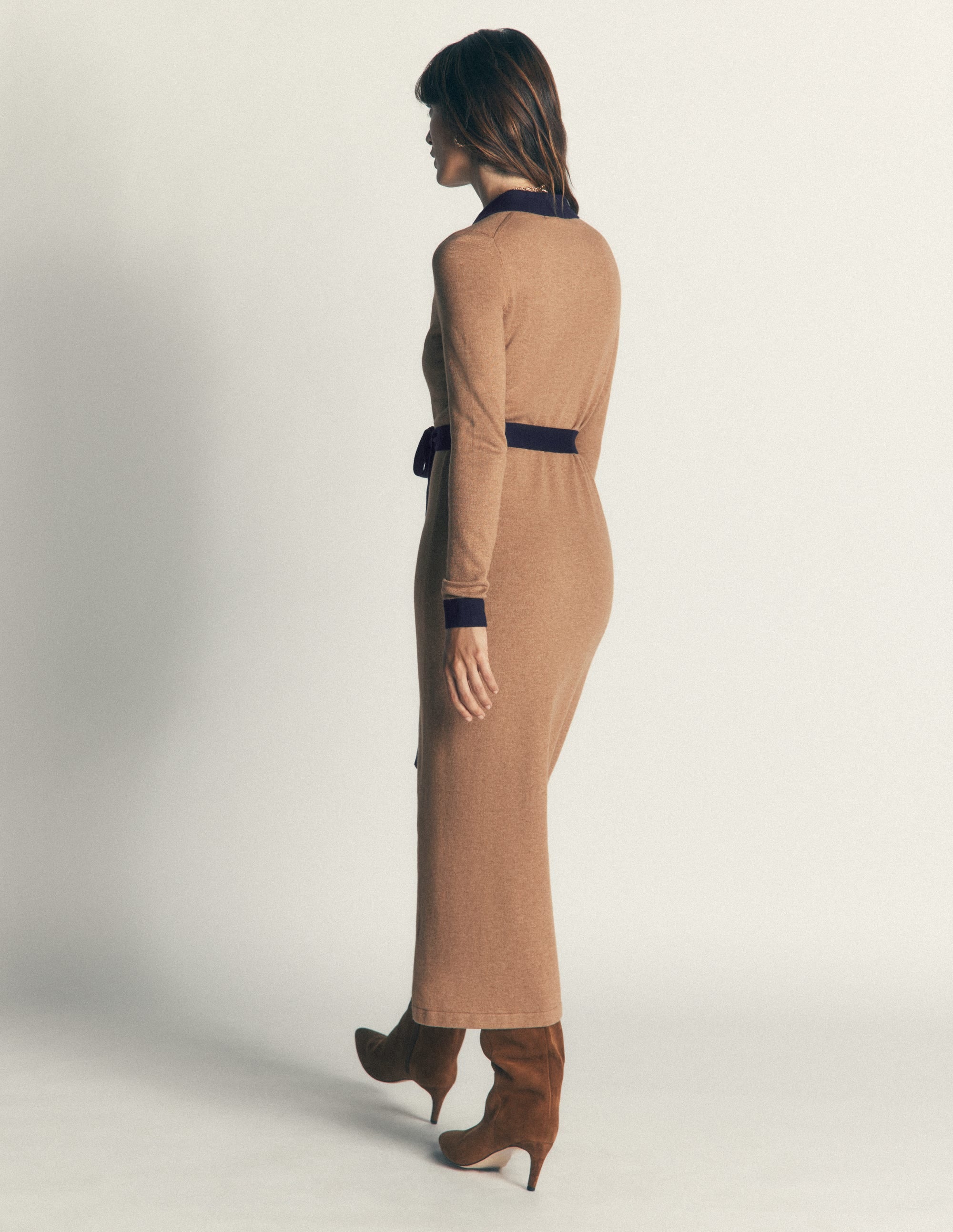 Jessica Gestricktes Hemdblusenkleid-Herbstblatt/Abendblau - Image 3