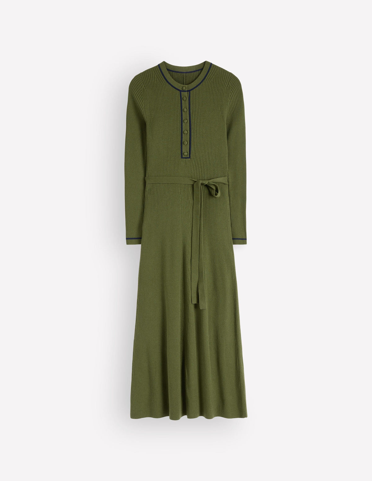 Paula Geripptes Kleid mit Rundhalsausschnitt-Braunschweigisches Grün, Abendblau - Image 7