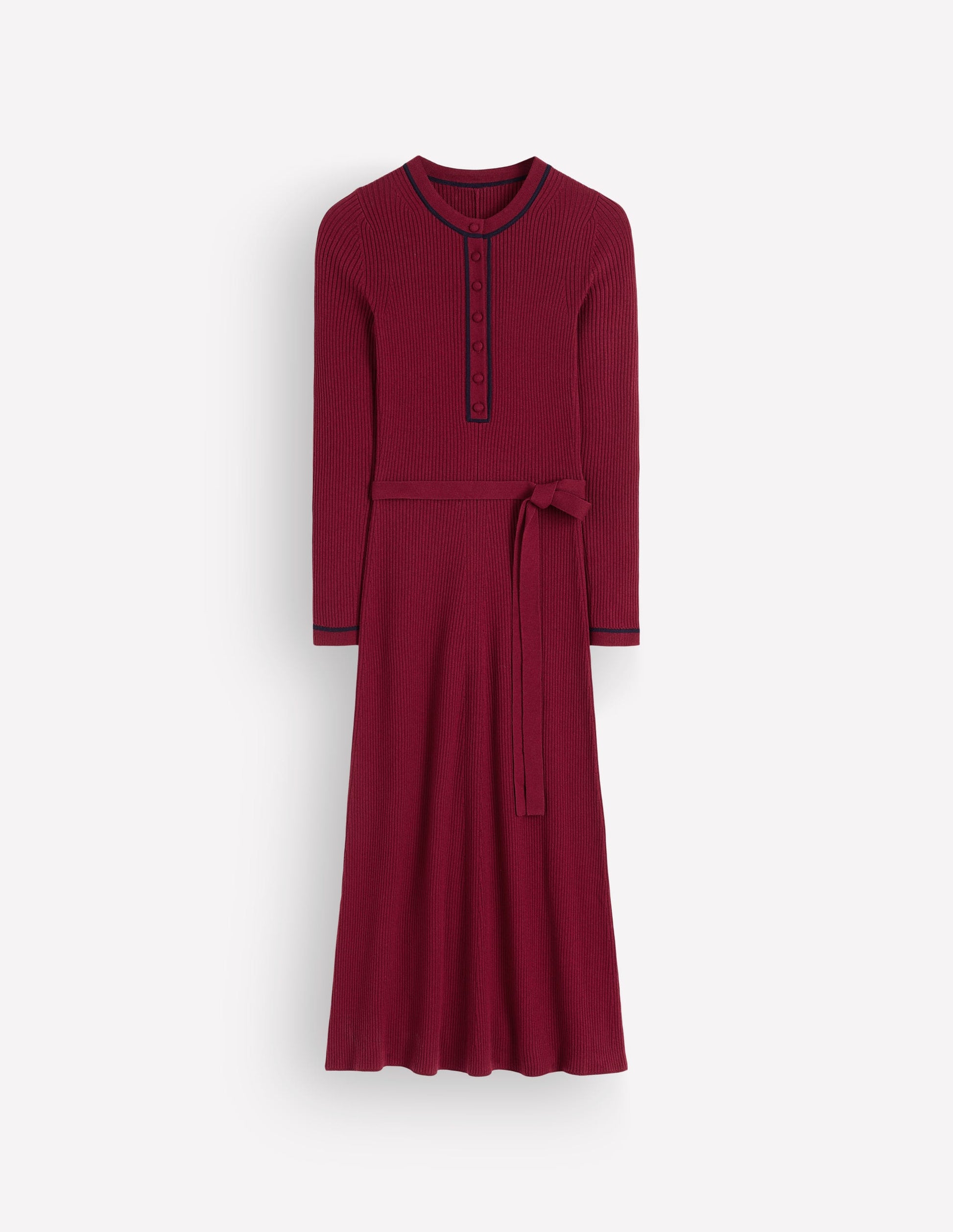 Paula Geripptes Kleid mit Rundhalsausschnitt-Dunkler Blauregen, Marineblau-6
