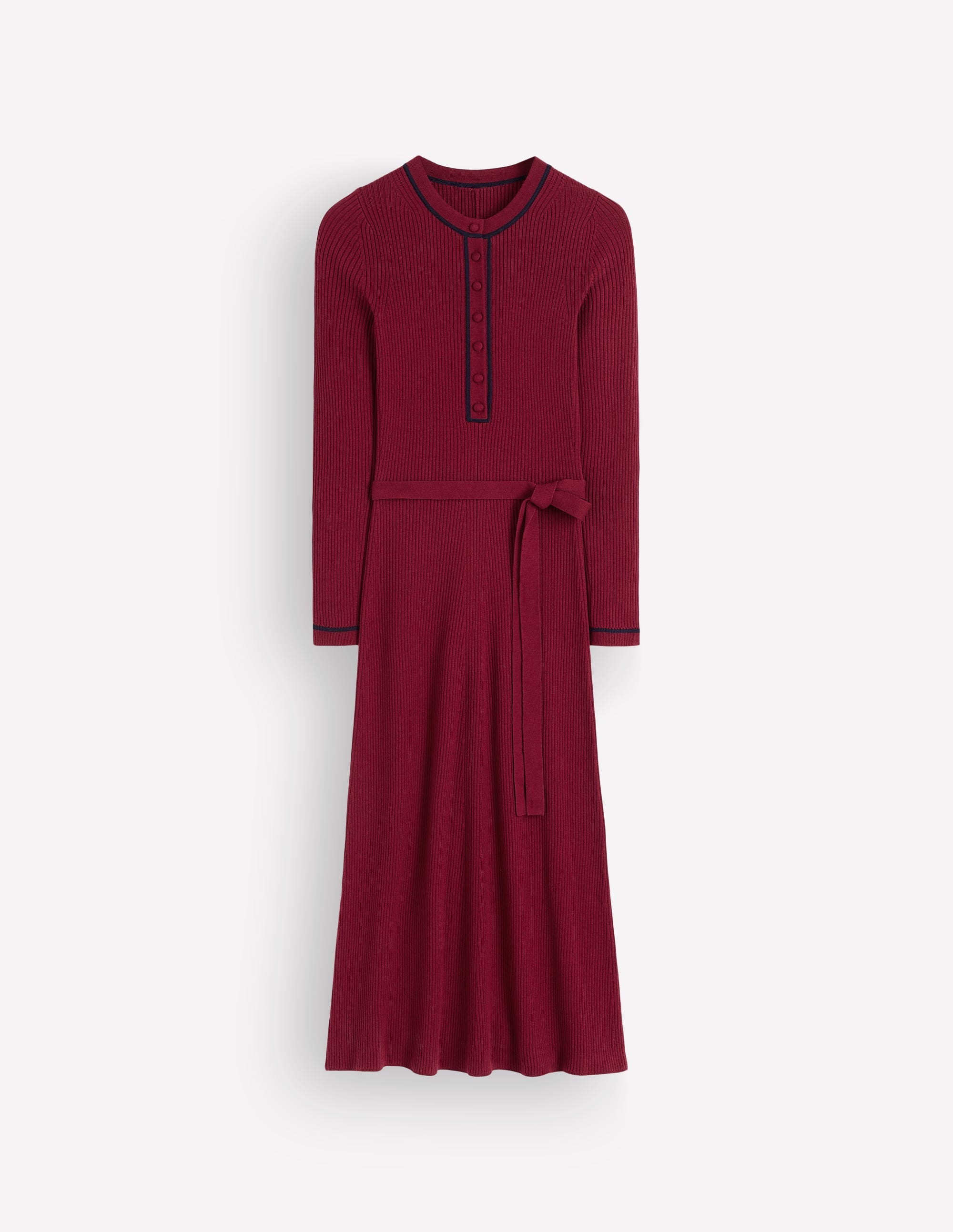 Paula Geripptes Kleid mit Rundhalsausschnitt-Dunkler Blauregen, Marineblau - Image 6