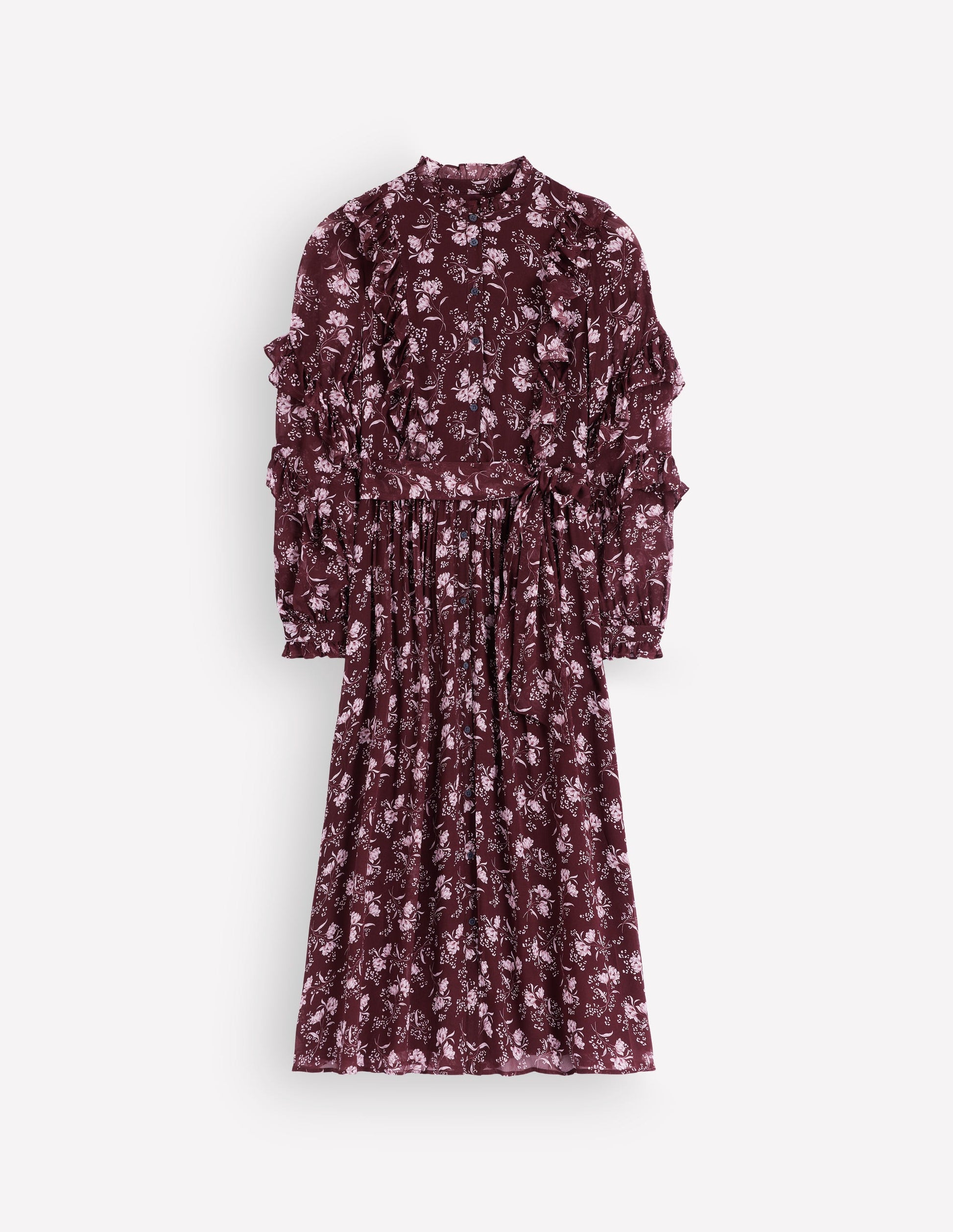 Rüschenkleid mit Bindeband-Braun, Verzauberte Zweige-8