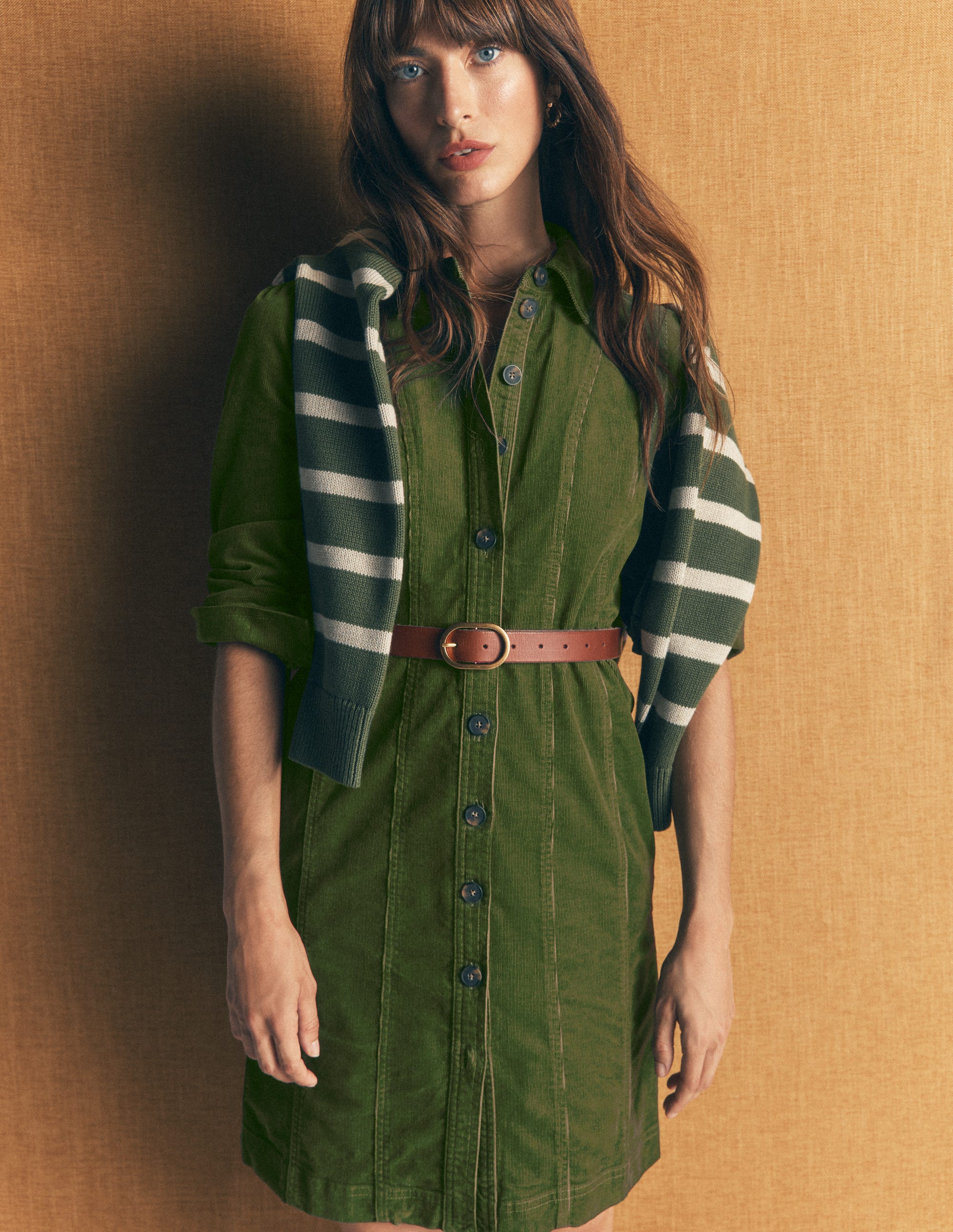 Rhoda Kurzes Cordkleid-Waldgrün - Image 1