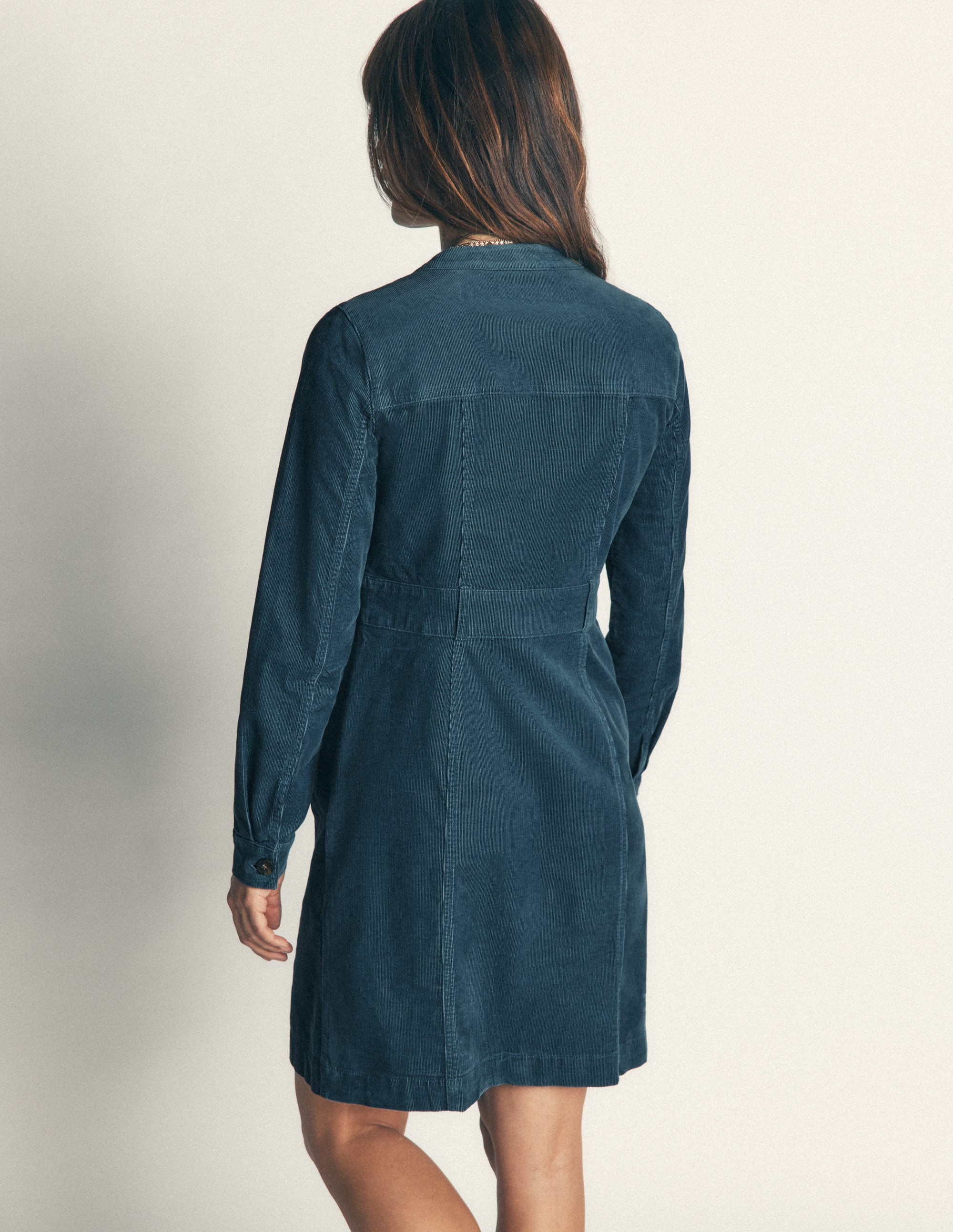 Zara Kurzes Cordkleid-Graublau - Image 3