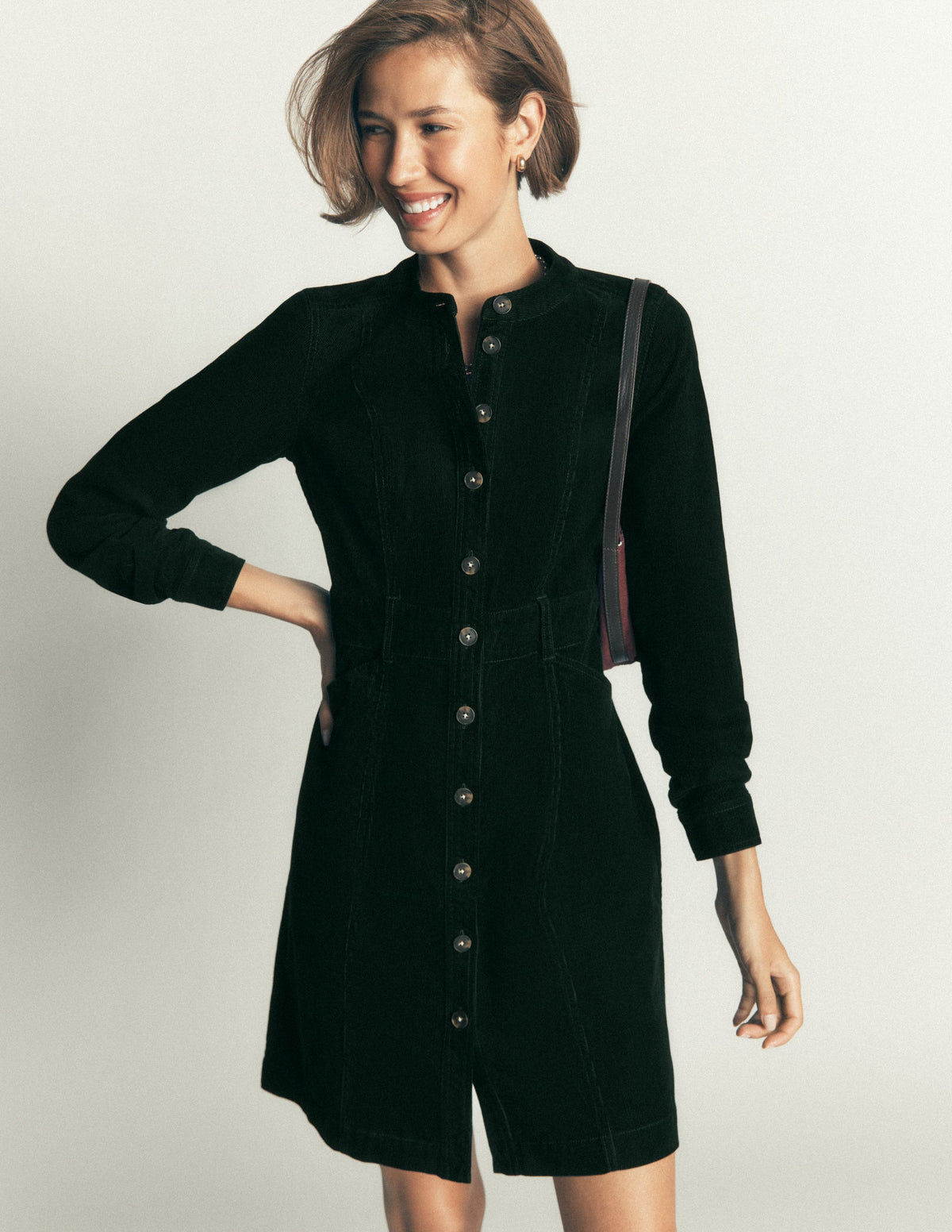 Zara Kurzes Cordkleid-Mitternachtsblau Smaragdgrün - Image 1