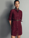 Zara Kurzes Cordkleid-Dunkelviolett