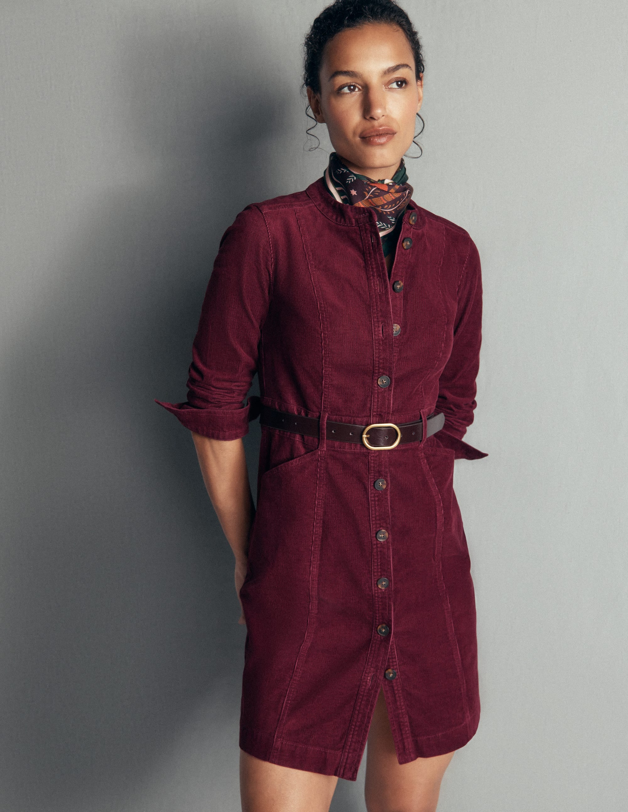 Zara Kurzes Cordkleid-Dunkelviolett - Image 1