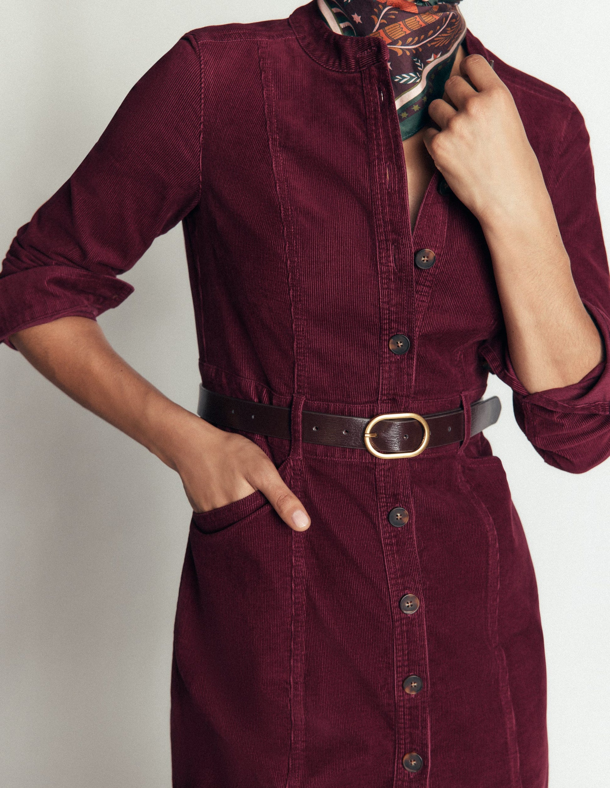 Zara Kurzes Cordkleid-Dunkelviolett-2
