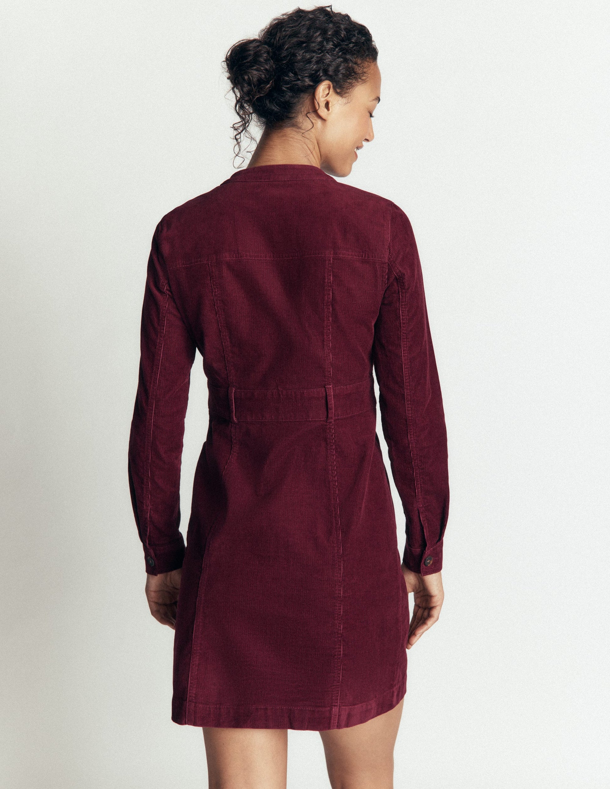 Zara Kurzes Cordkleid-Dunkelviolett-3
