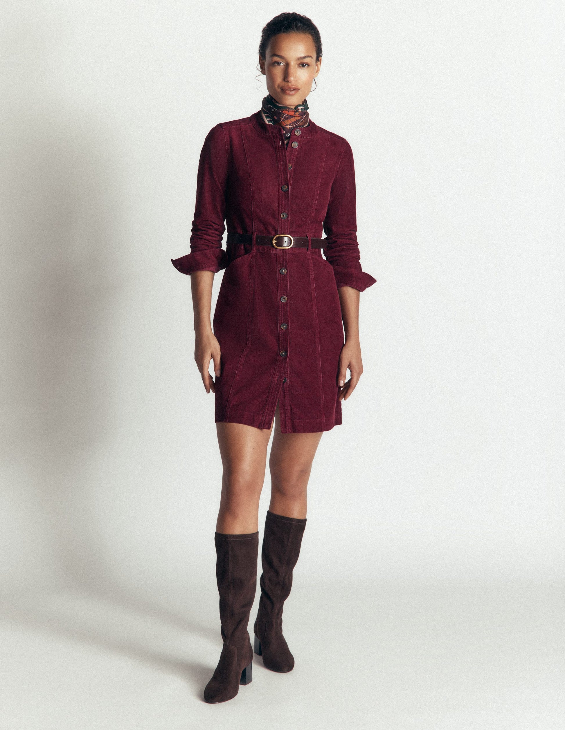 Zara Kurzes Cordkleid-Dunkelviolett-4