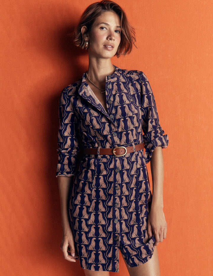 Zara Kurzes Cordkleid-Sternzeichen-Violett, Geduldiger Leopard