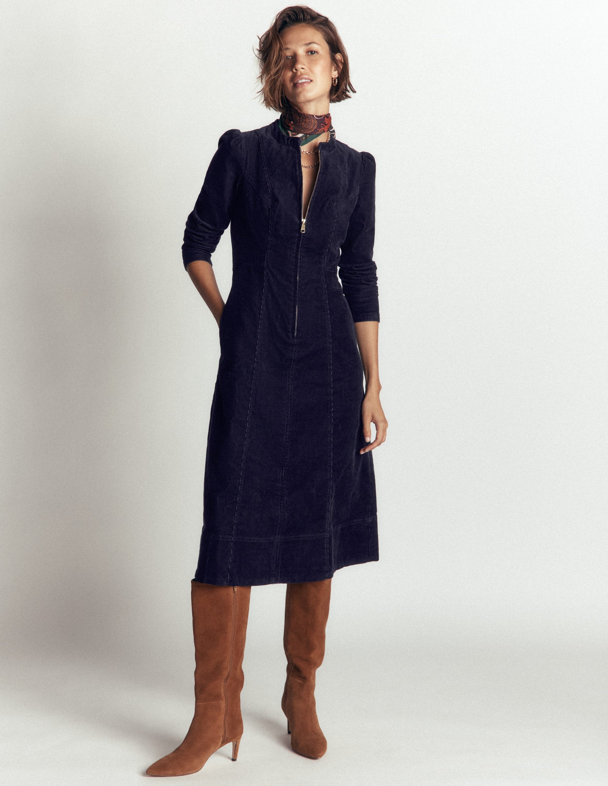 Una Cord-Midikleid-Marineblau-2
