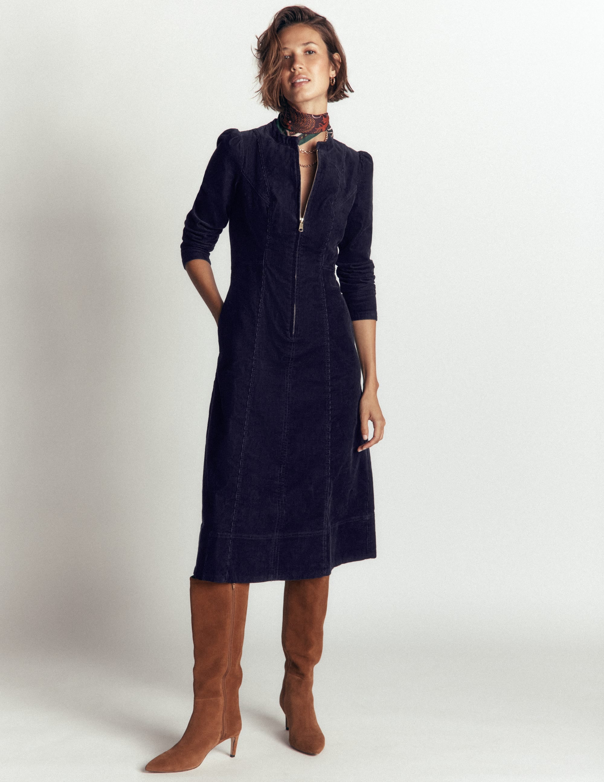 Una Cord-Midikleid-Marineblau - Image 2
