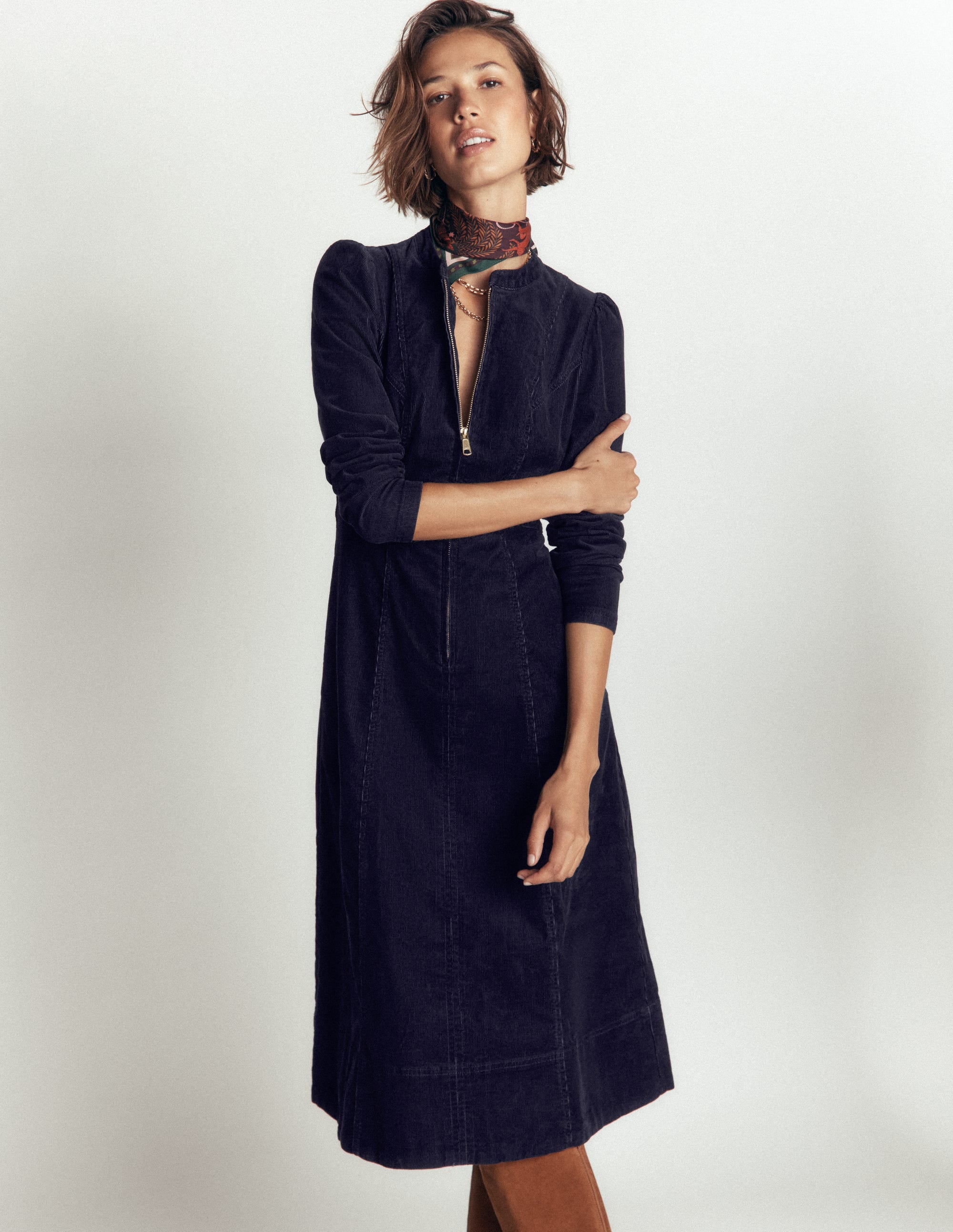 Una Cord-Midikleid-Marineblau - Image 5